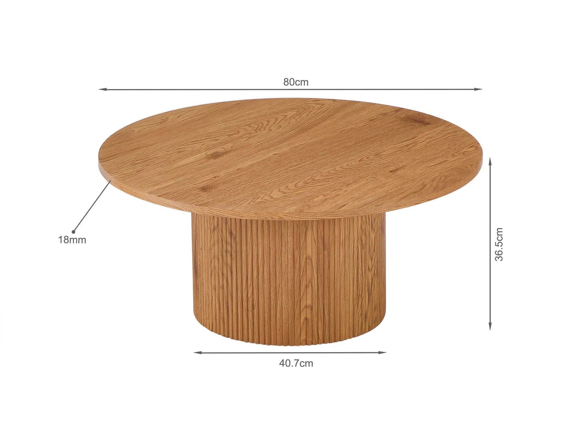 Peyton Round Coffee Table 80cm - Oak - Image 8