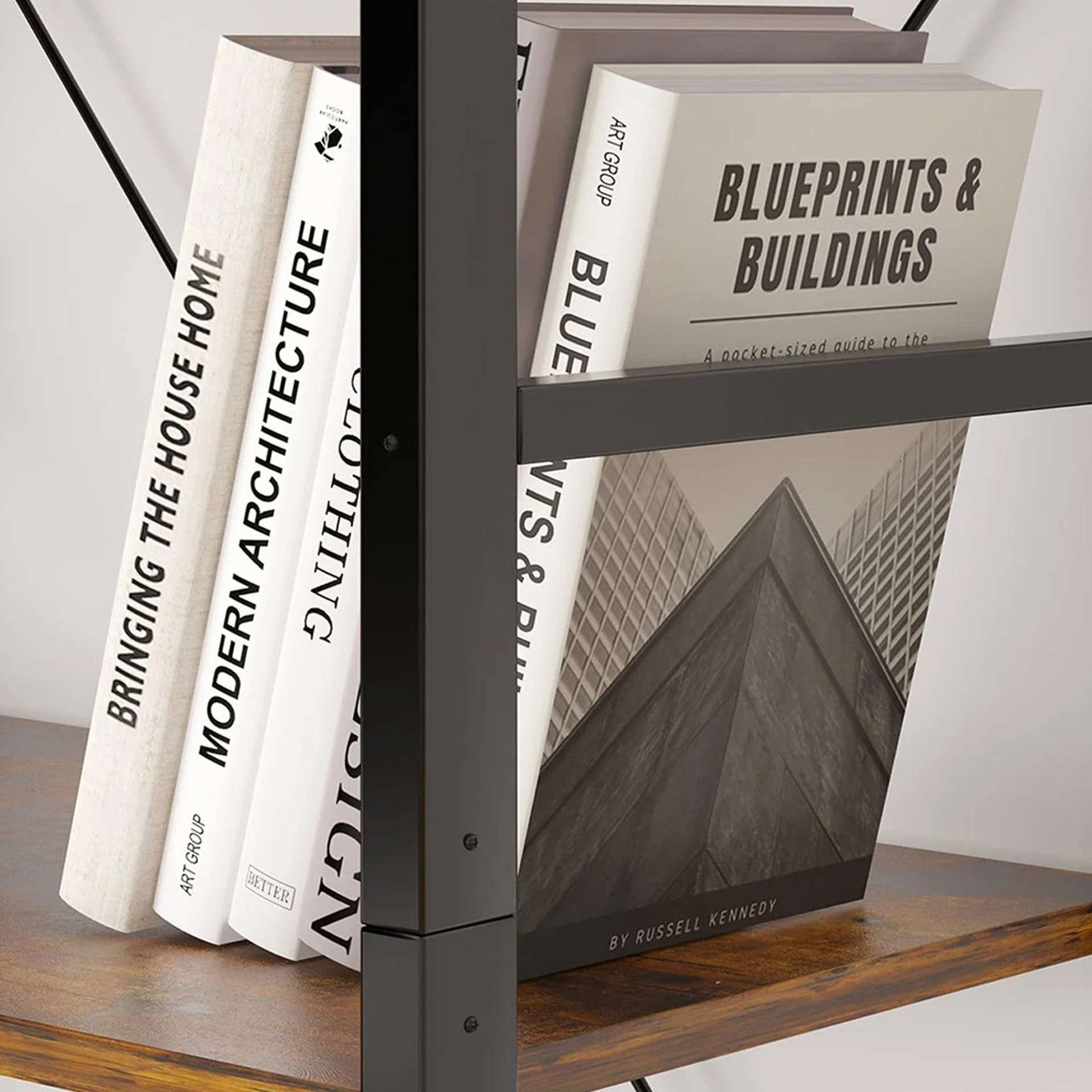Poroti 4 Tier Bookshelf Storage Shelf - Rustic Brown - Image 7