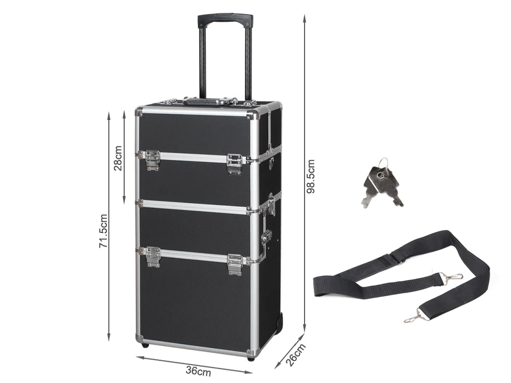 Professional Makeup Bag Cosmetic Case Travel Bag Makeup Case - BLACK - Image 4