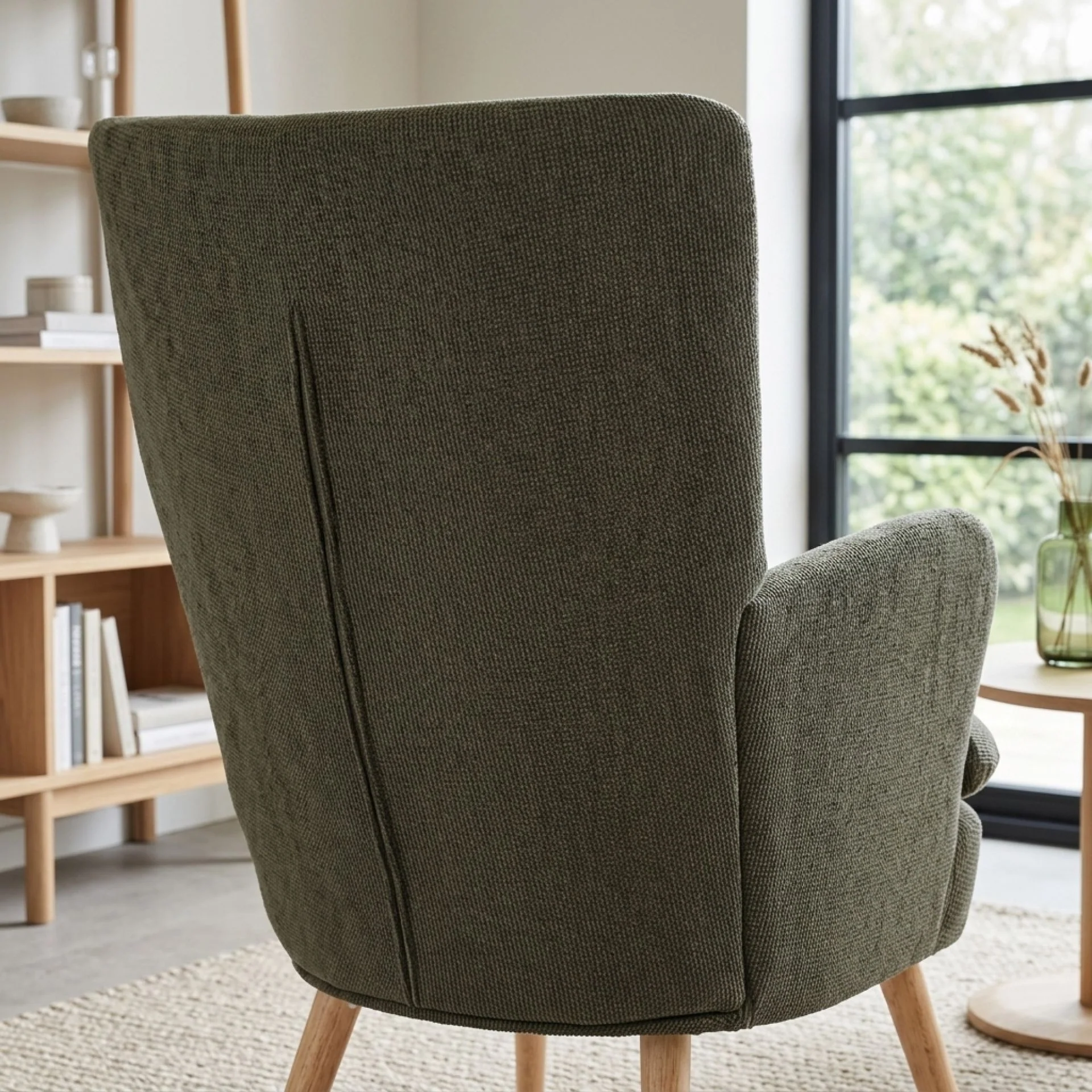 Puff Linen Armchair - Dark Green - Image 5