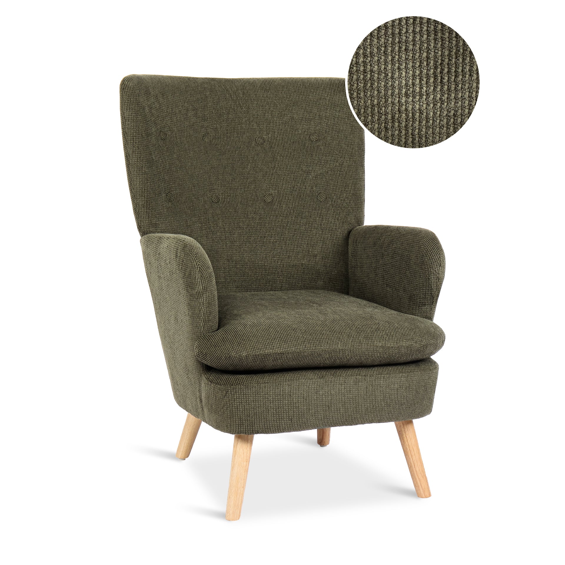 Puff Linen Armchair - Dark Green - Image 7