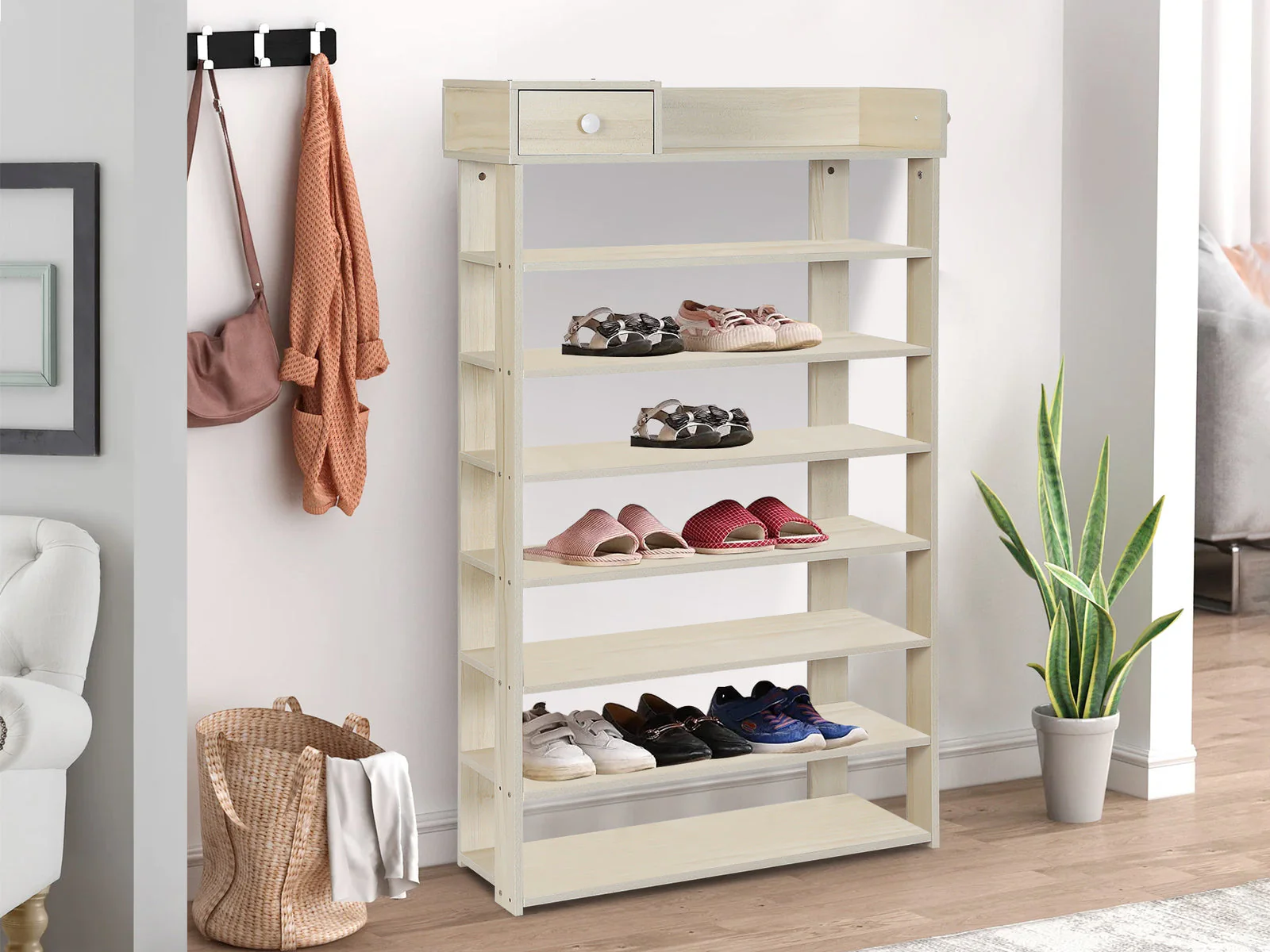 PUKAKI 8 Tiers Shoe Rack Organiser Shelf - MAPLE - Image 7