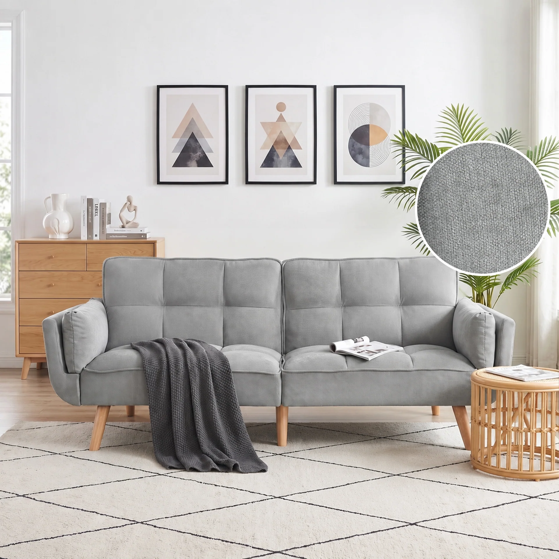 Puna 3 Seater Sofa Bed - Dark Grey - Image 2