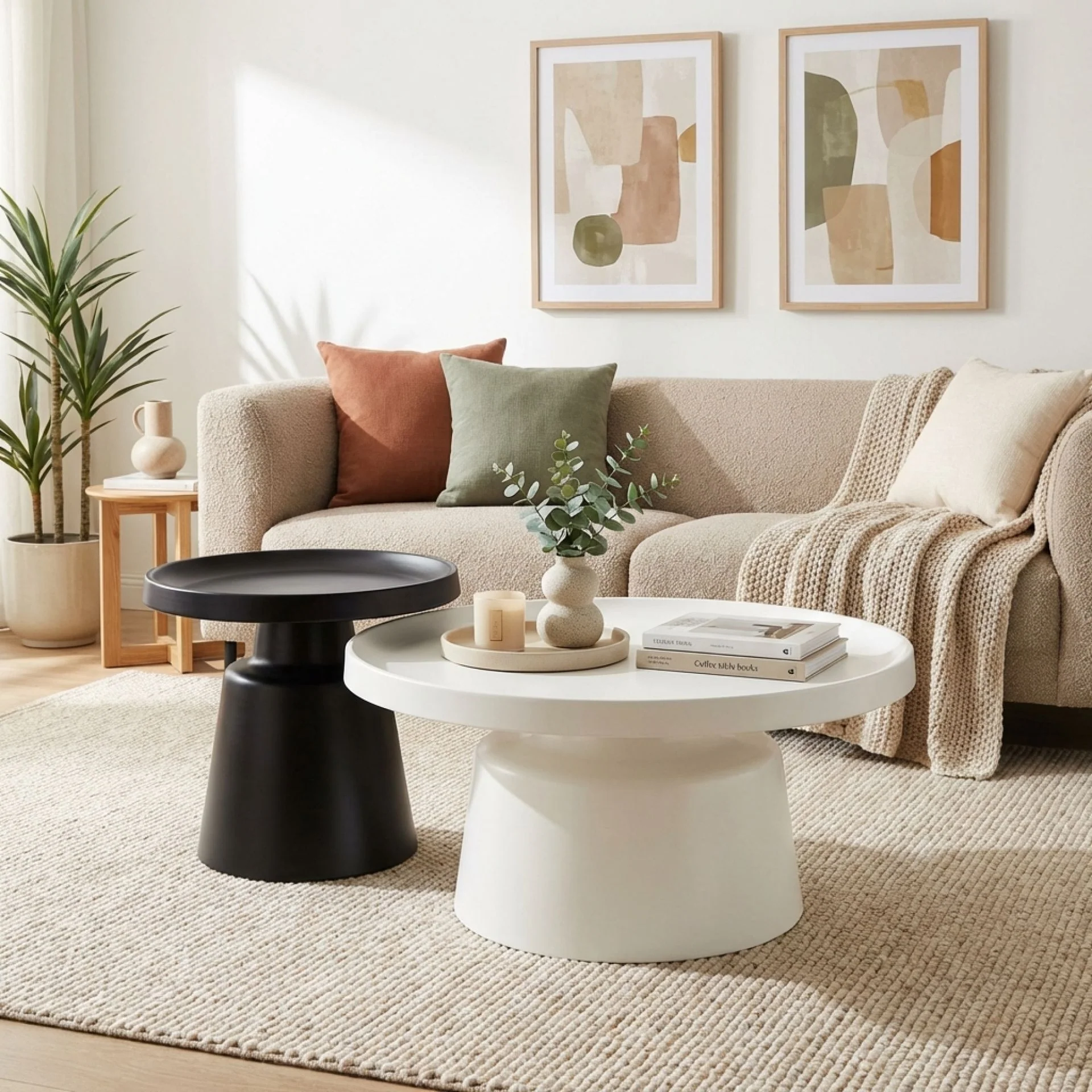 Quill 2 Piece Coffee Table Set - White + Black - Image 3