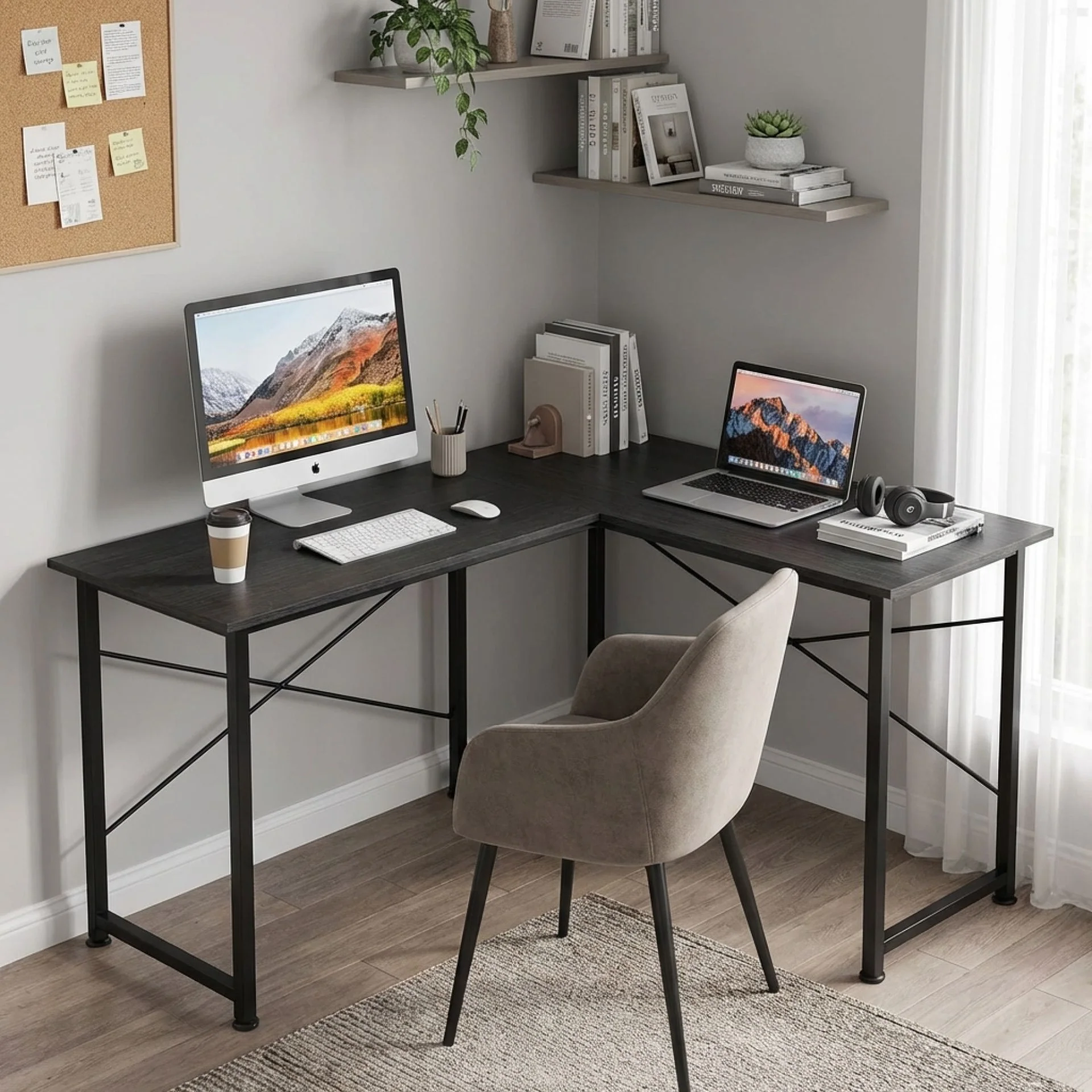 Rafael Computer Corner Desk - Black - Image 3