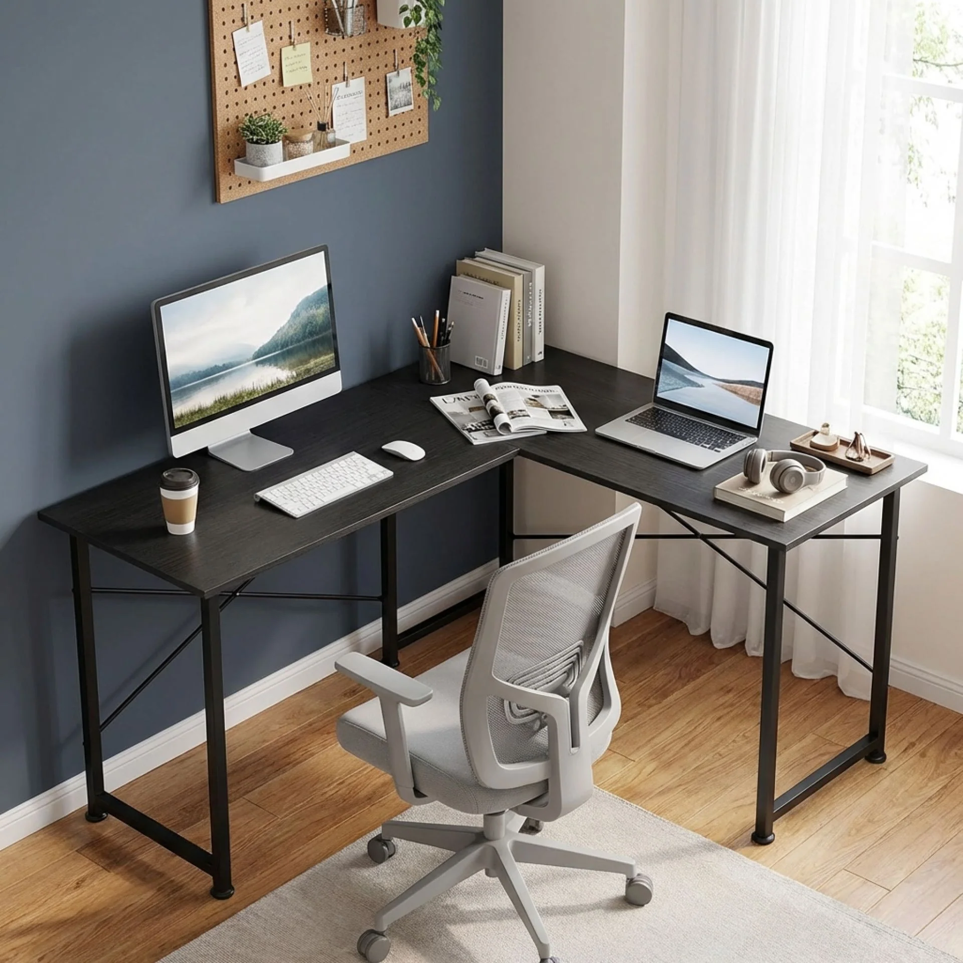 Rafael Computer Corner Desk - Black - Image 4