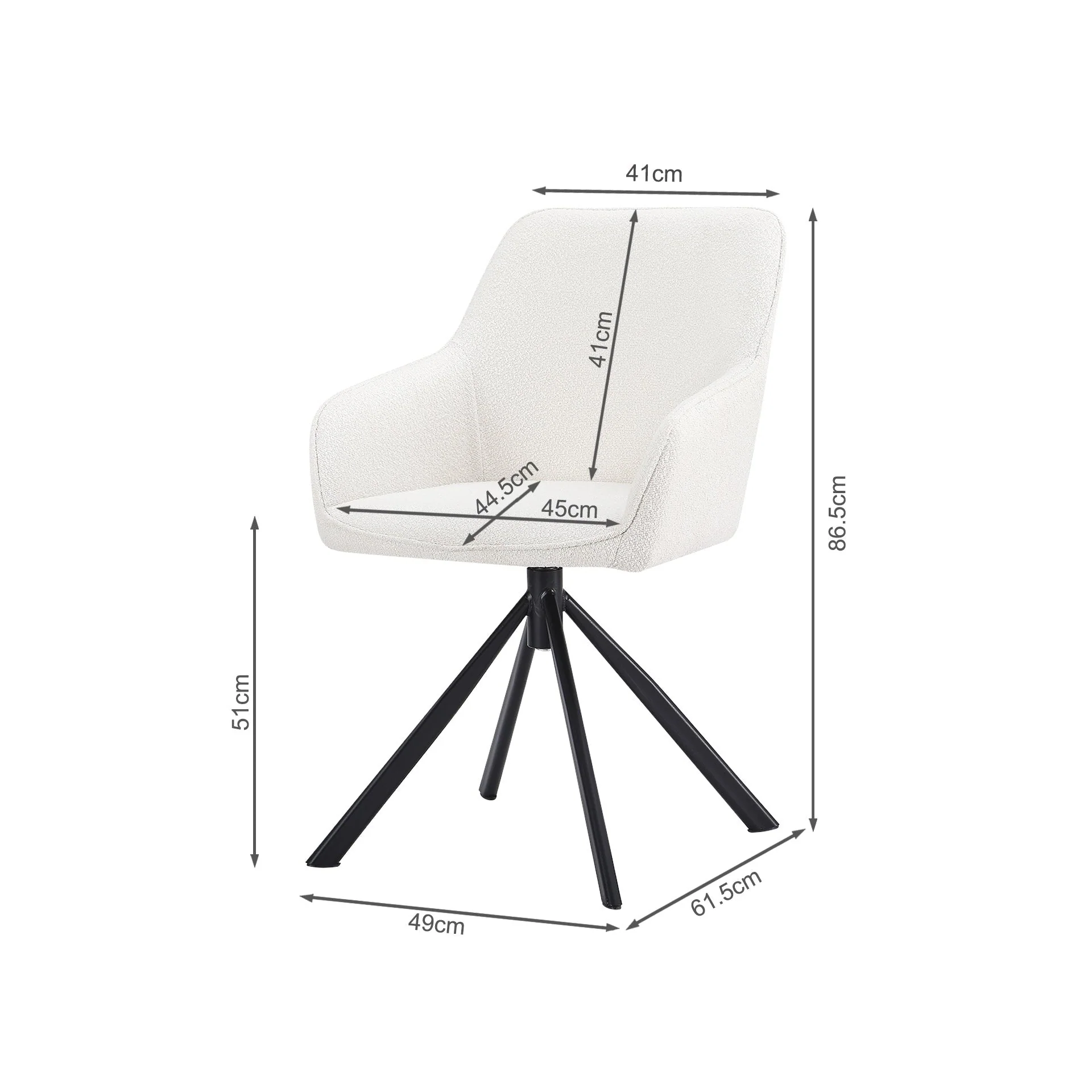 Ramona Boucle Dining Chair - Set of 2 - White + Black - Image 11