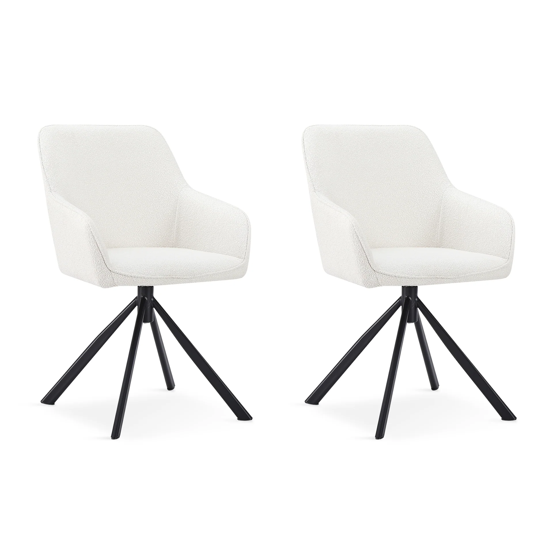 Ramona Boucle Dining Chair - Set of 2 - White + Black - Image 6