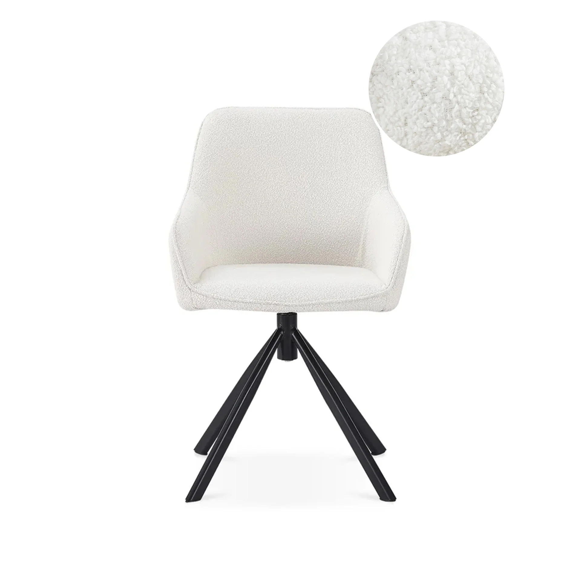 Ramona Boucle Dining Chair - Set of 2 - White + Black - Image 7