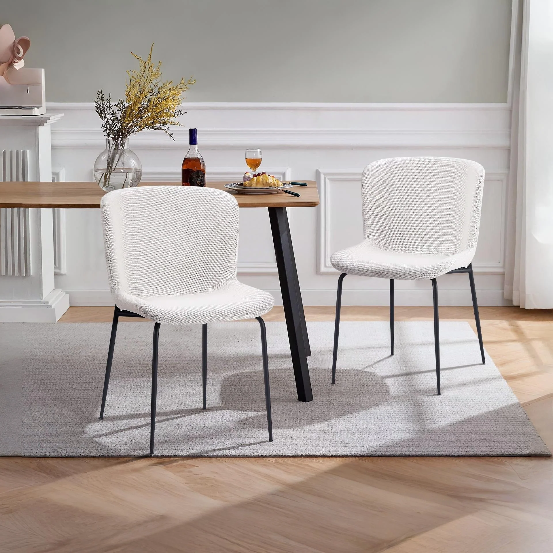 Rayne Dining Chair - Set of 2 - Beige + Black - Image 3