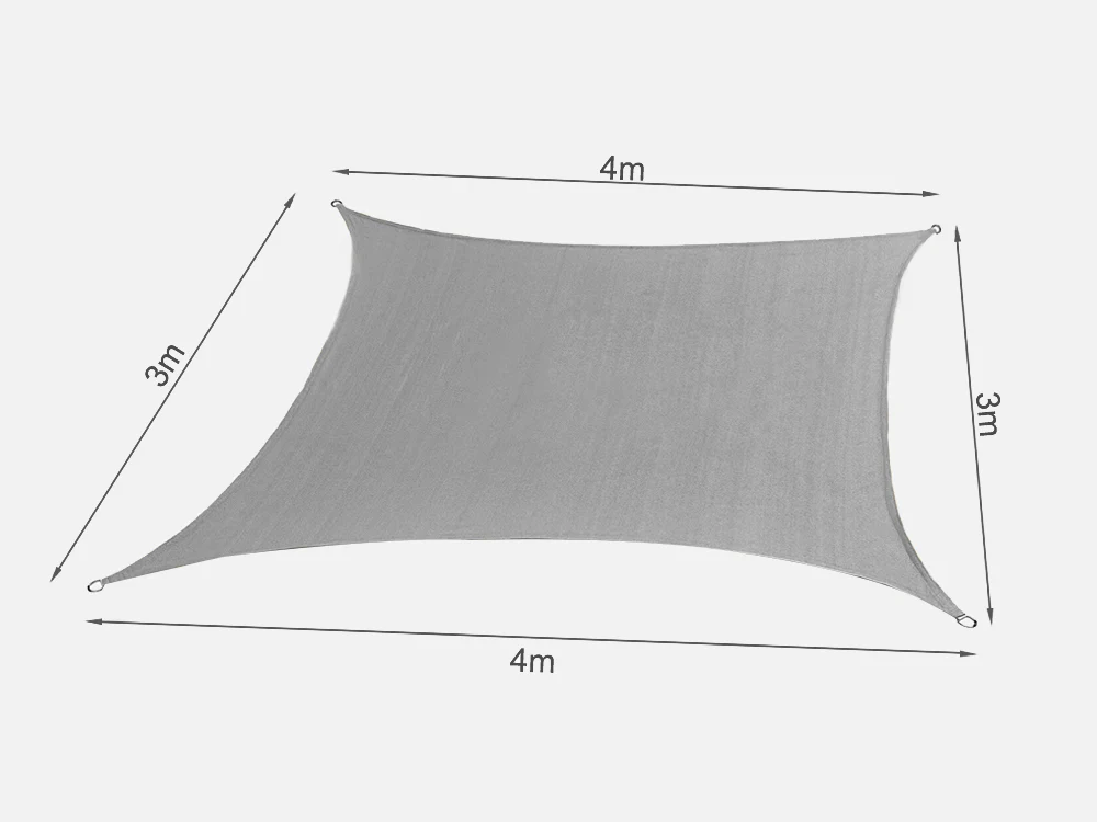 Rectangle Shade Sail 3m x 4m - GREY - Image 8