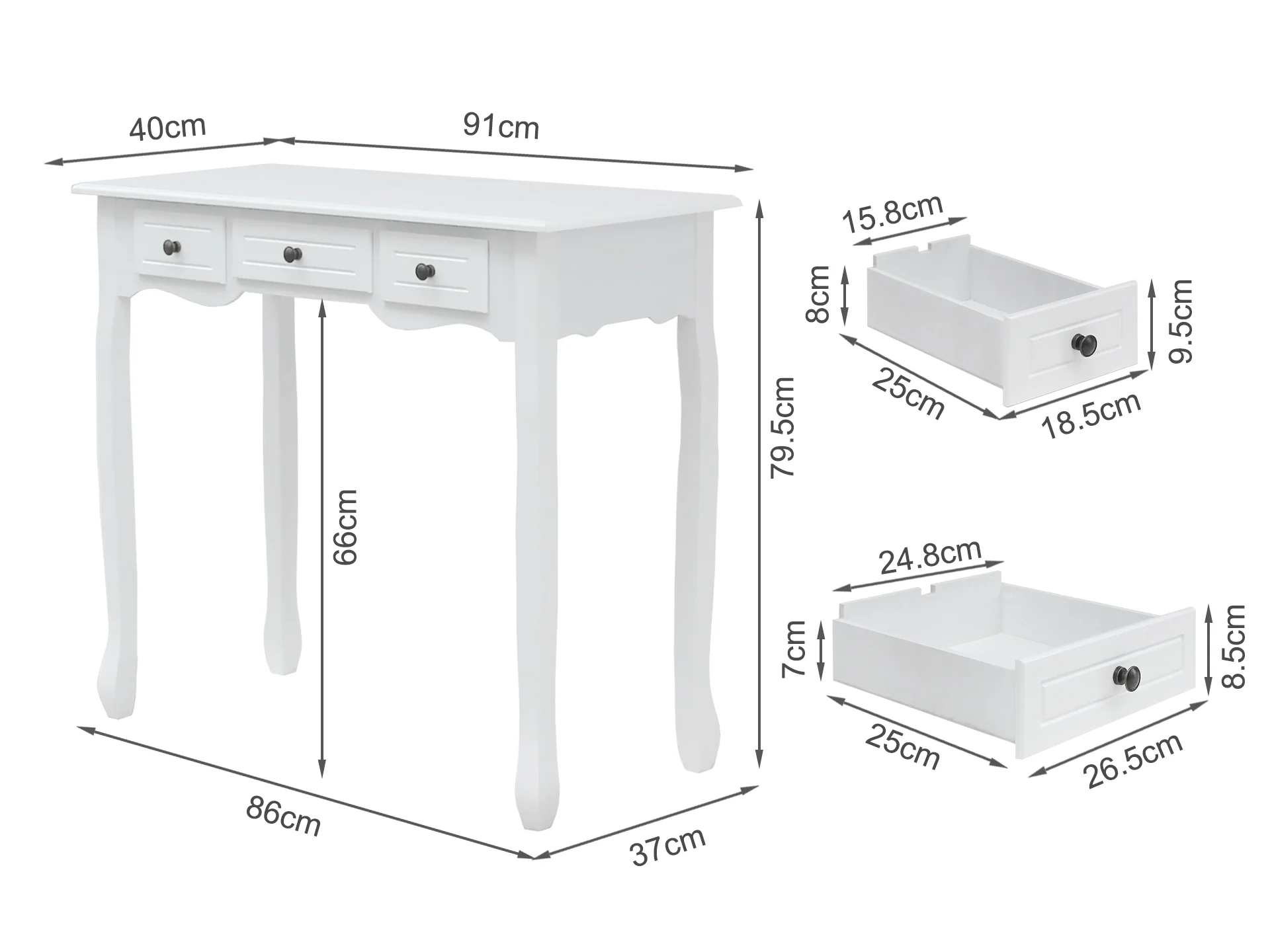 REESE Console Table with 3 Drawers - WHITE - Image 5