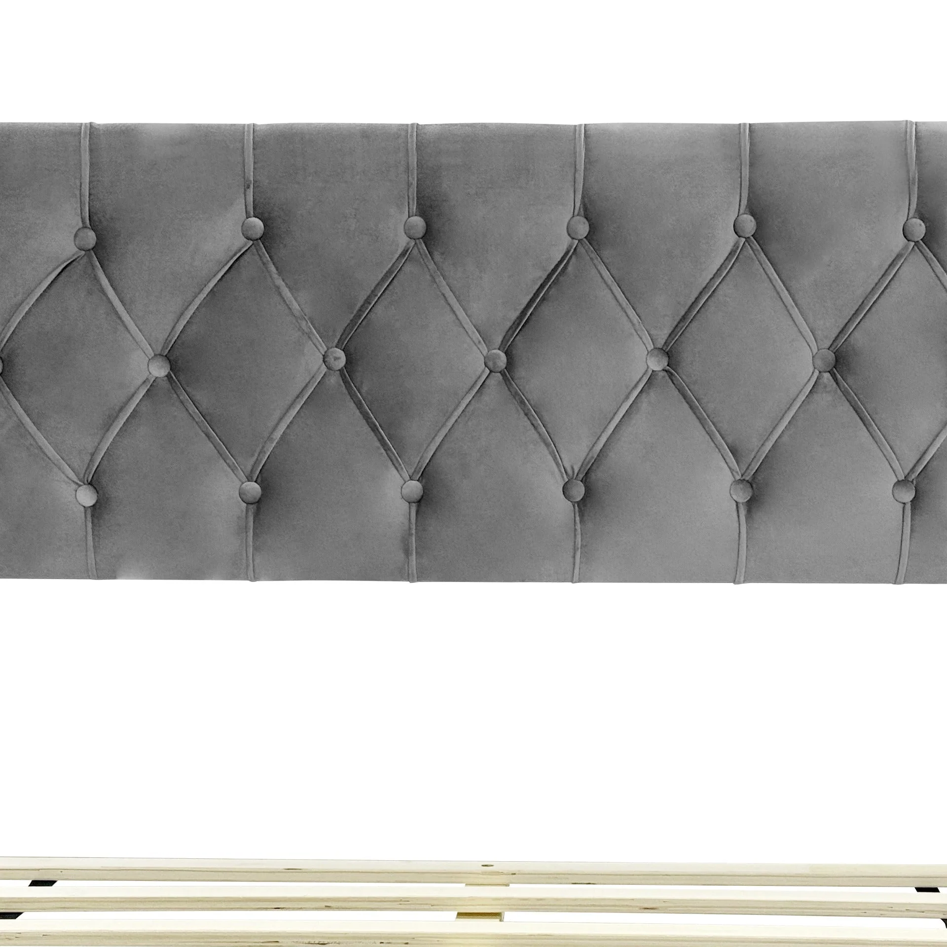 Rila Double Velvet Bed Frame - Grey - Image 6