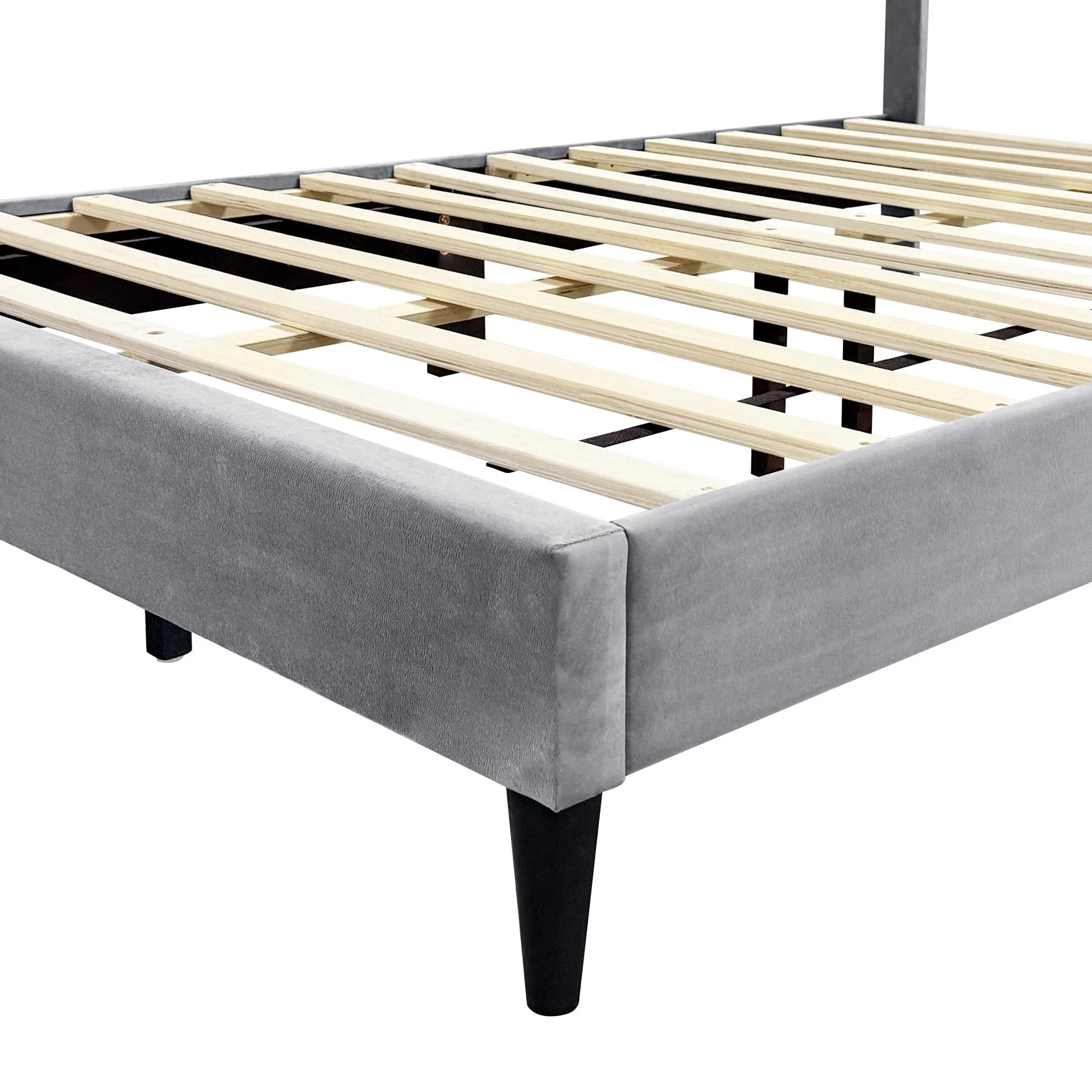 Rila Double Velvet Bed Frame - Grey - Image 7