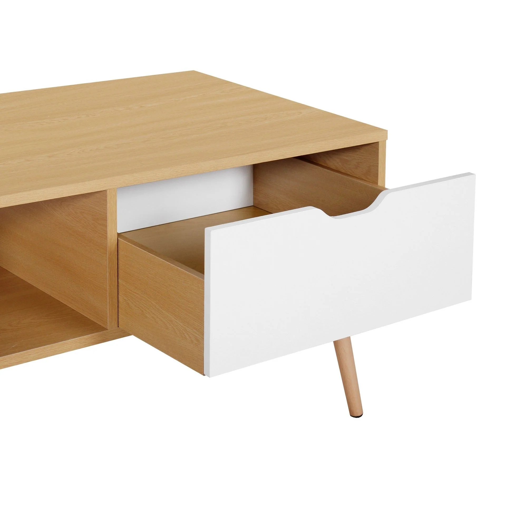 Riley Wooden Coffee Table - Maple + White - Image 12