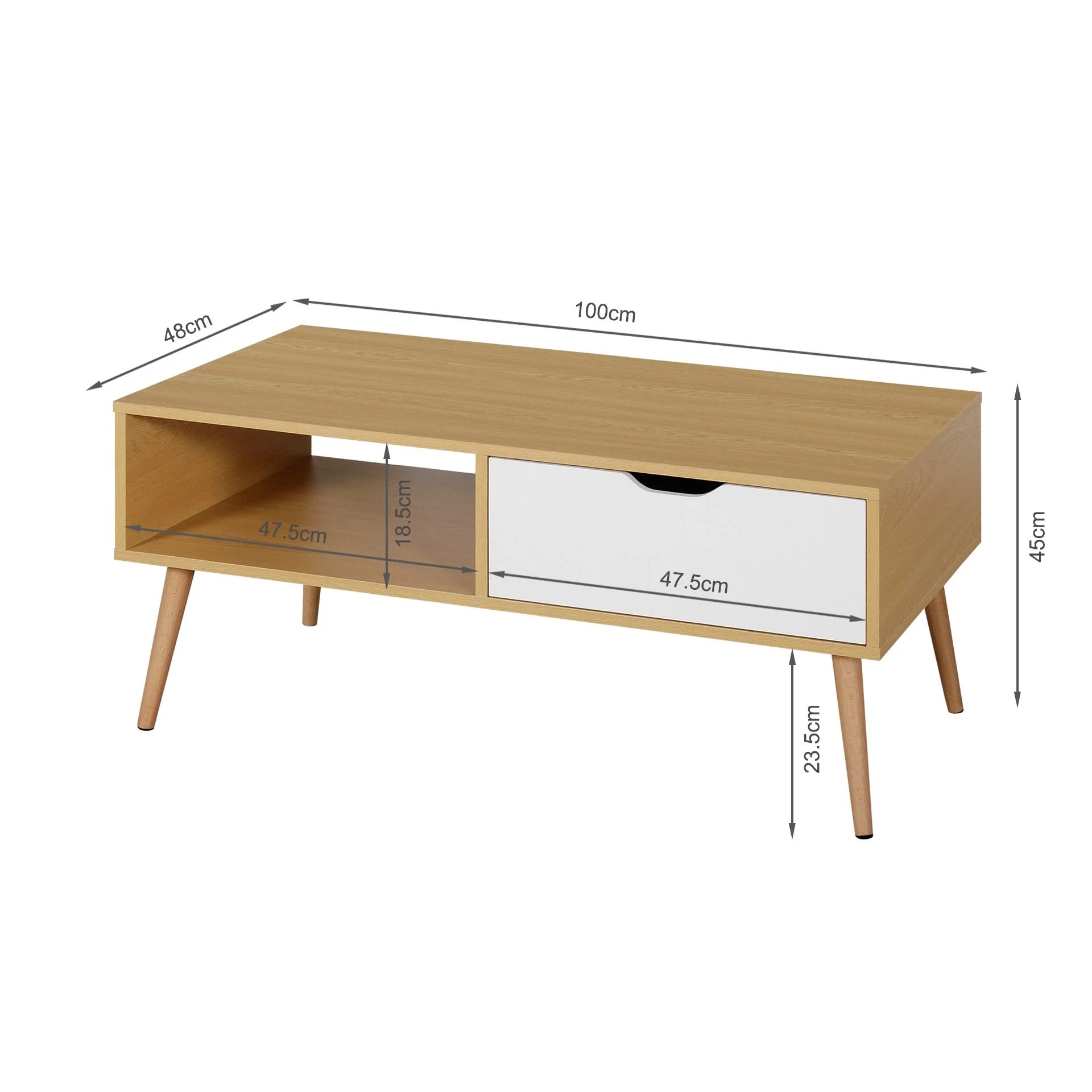 Riley Wooden Coffee Table - Maple + White - Image 13