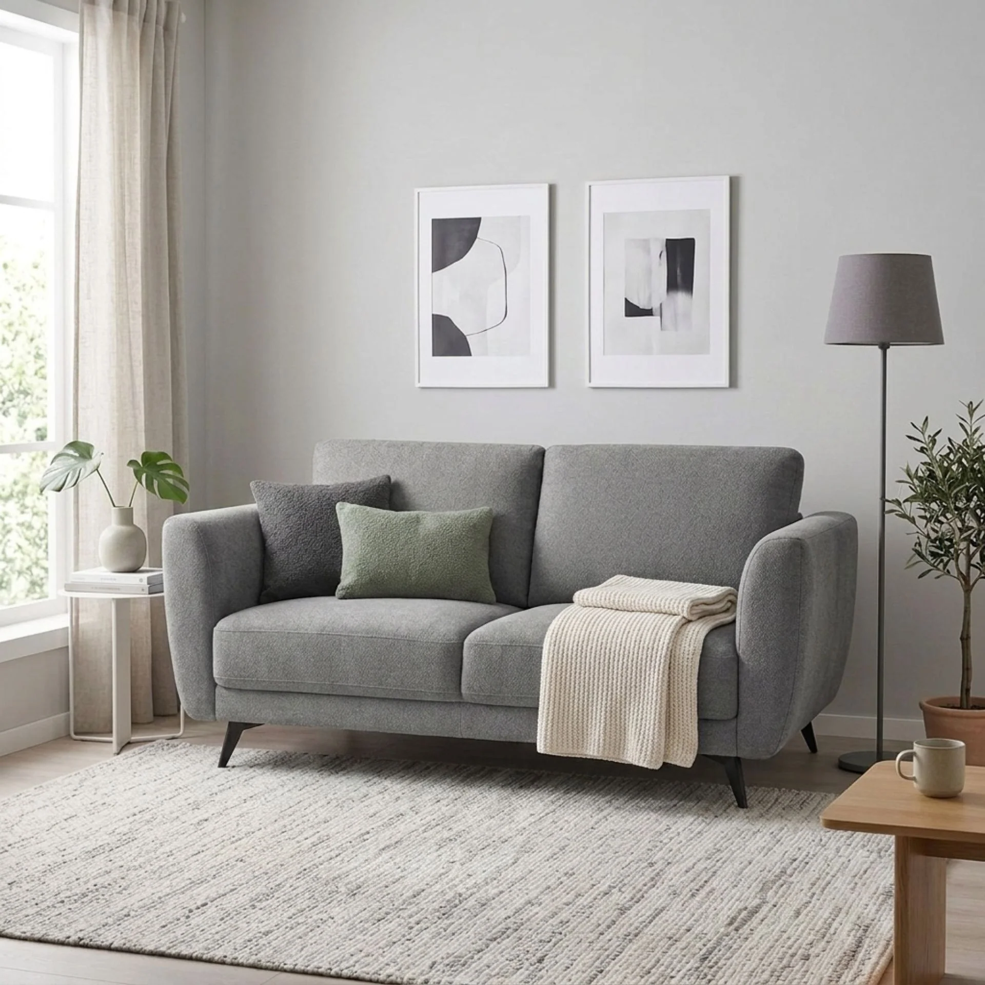 Rivel Chenille 2 Seater Sofa - Ash Grey - Image 3