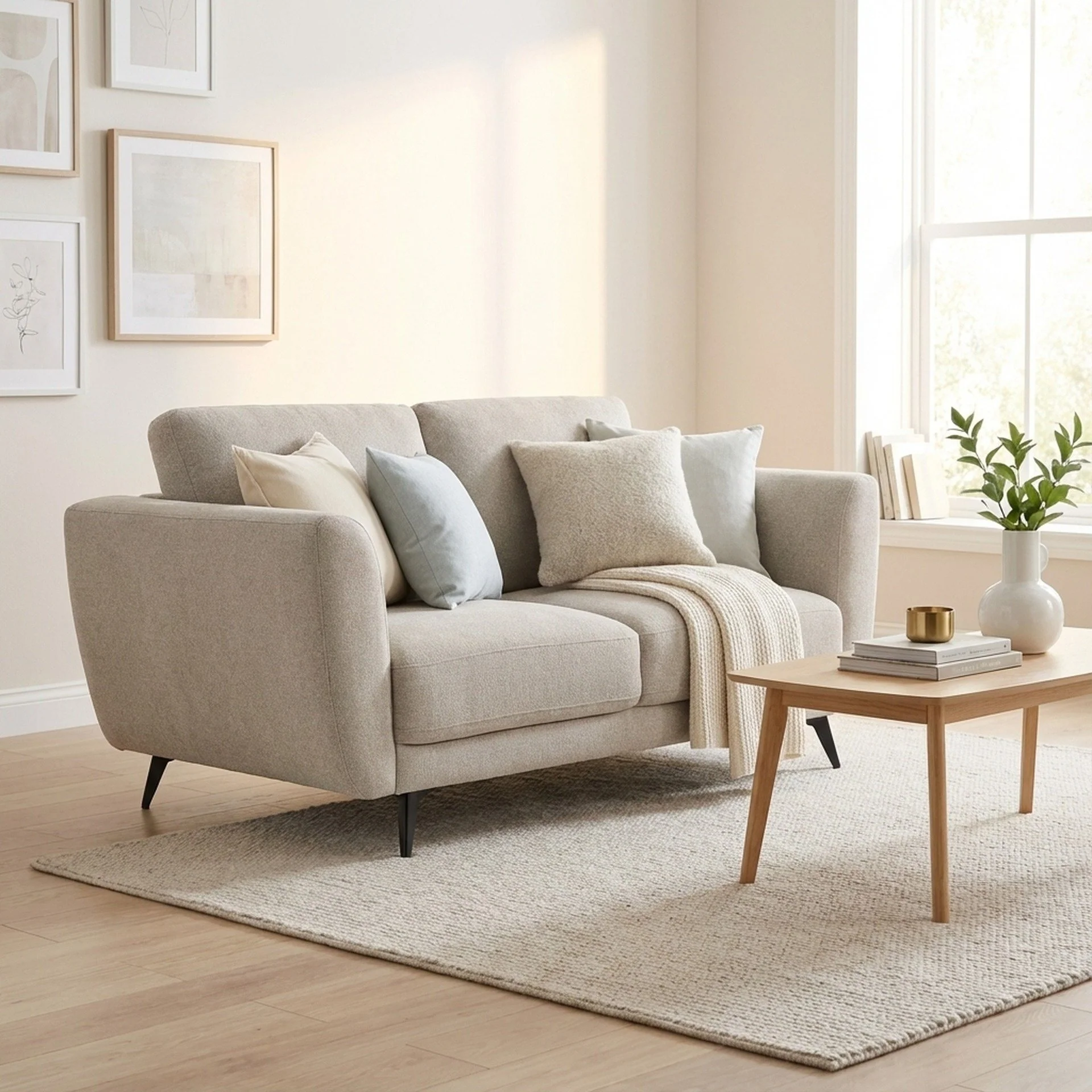 Rivel Chenille 2 Seater Sofa - Beige - Image 3