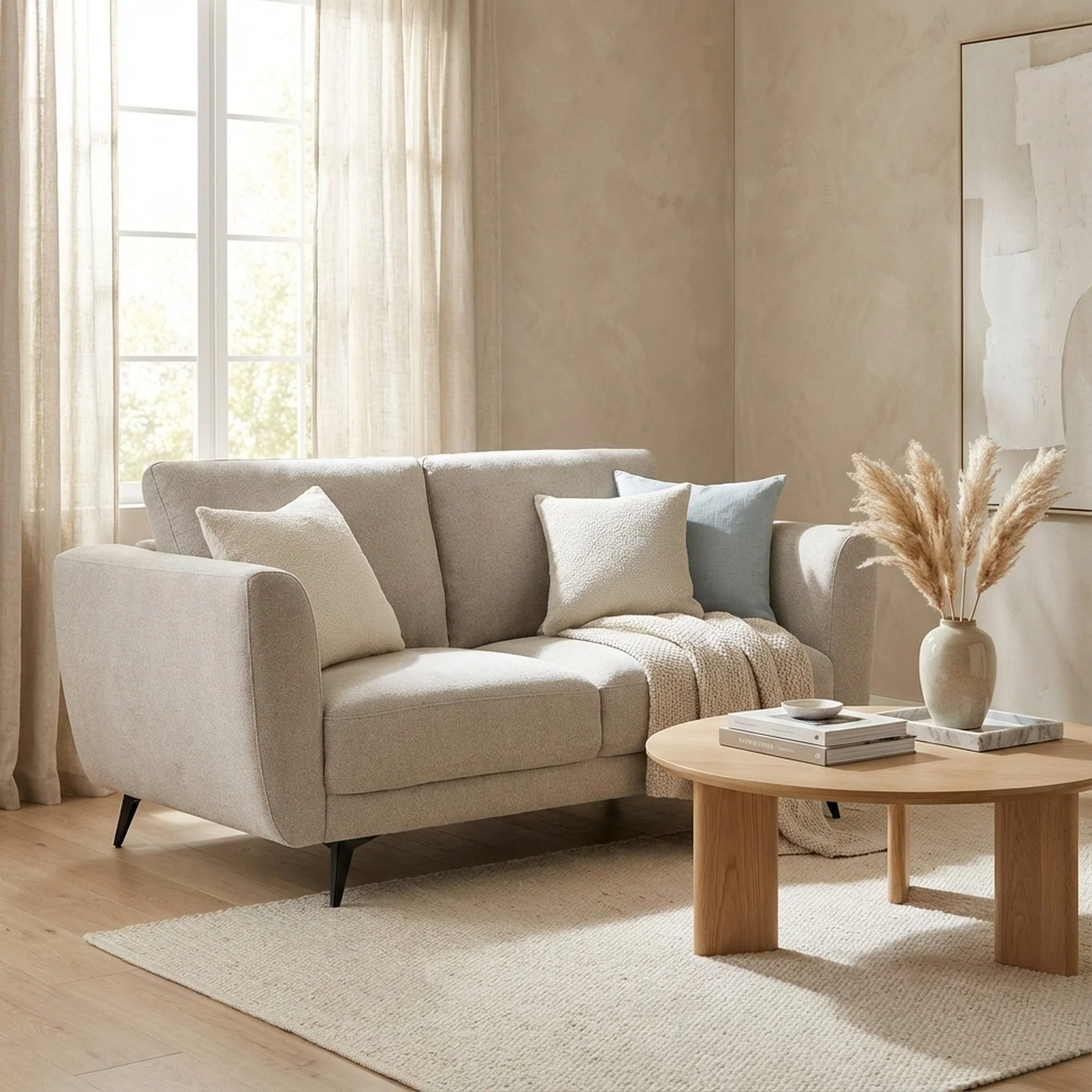 Rivel Chenille 2 Seater Sofa - Beige - Image 4