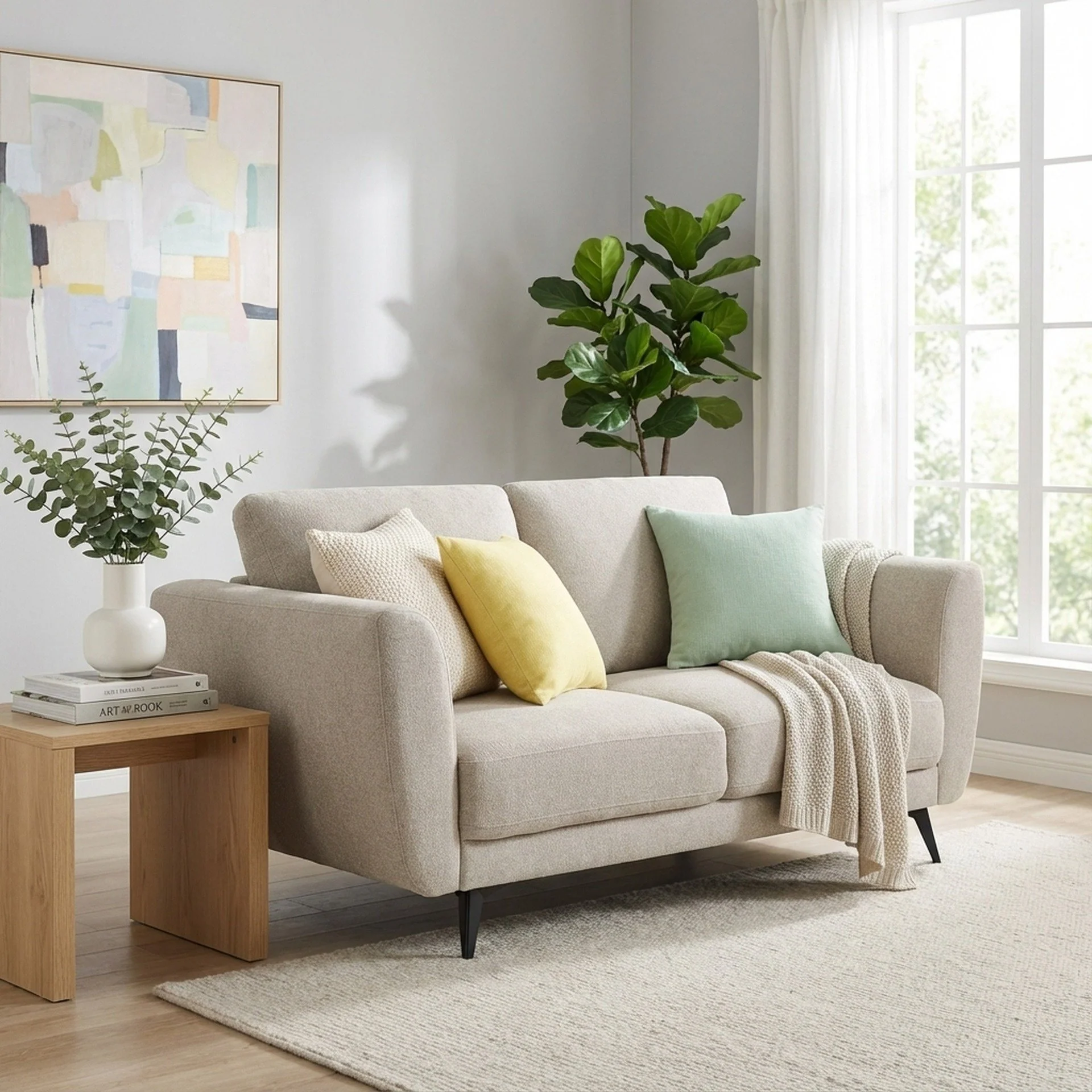Rivel Chenille 2 Seater Sofa - Beige - Image 6
