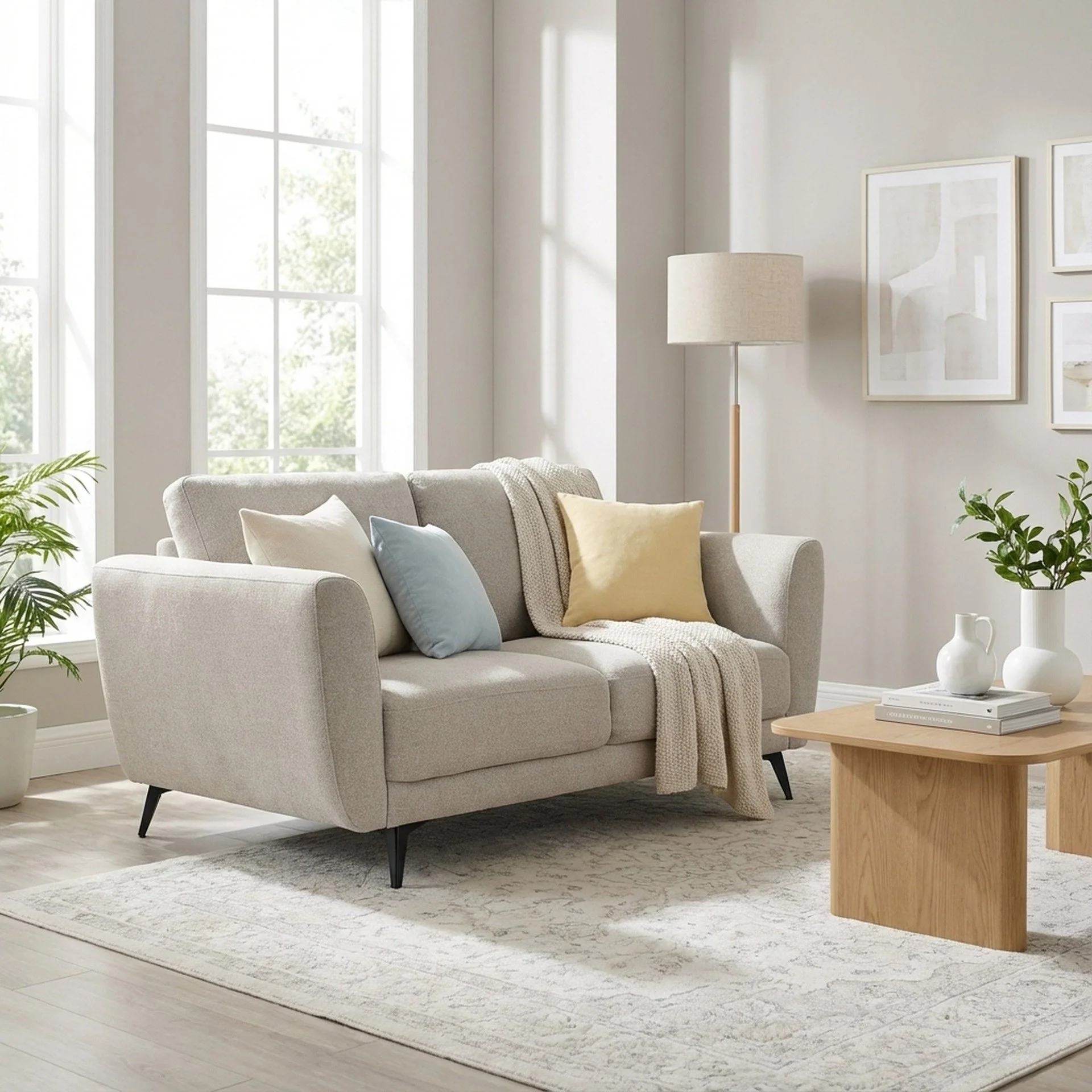 Rivel Chenille 2 Seater Sofa - Beige - Image 8