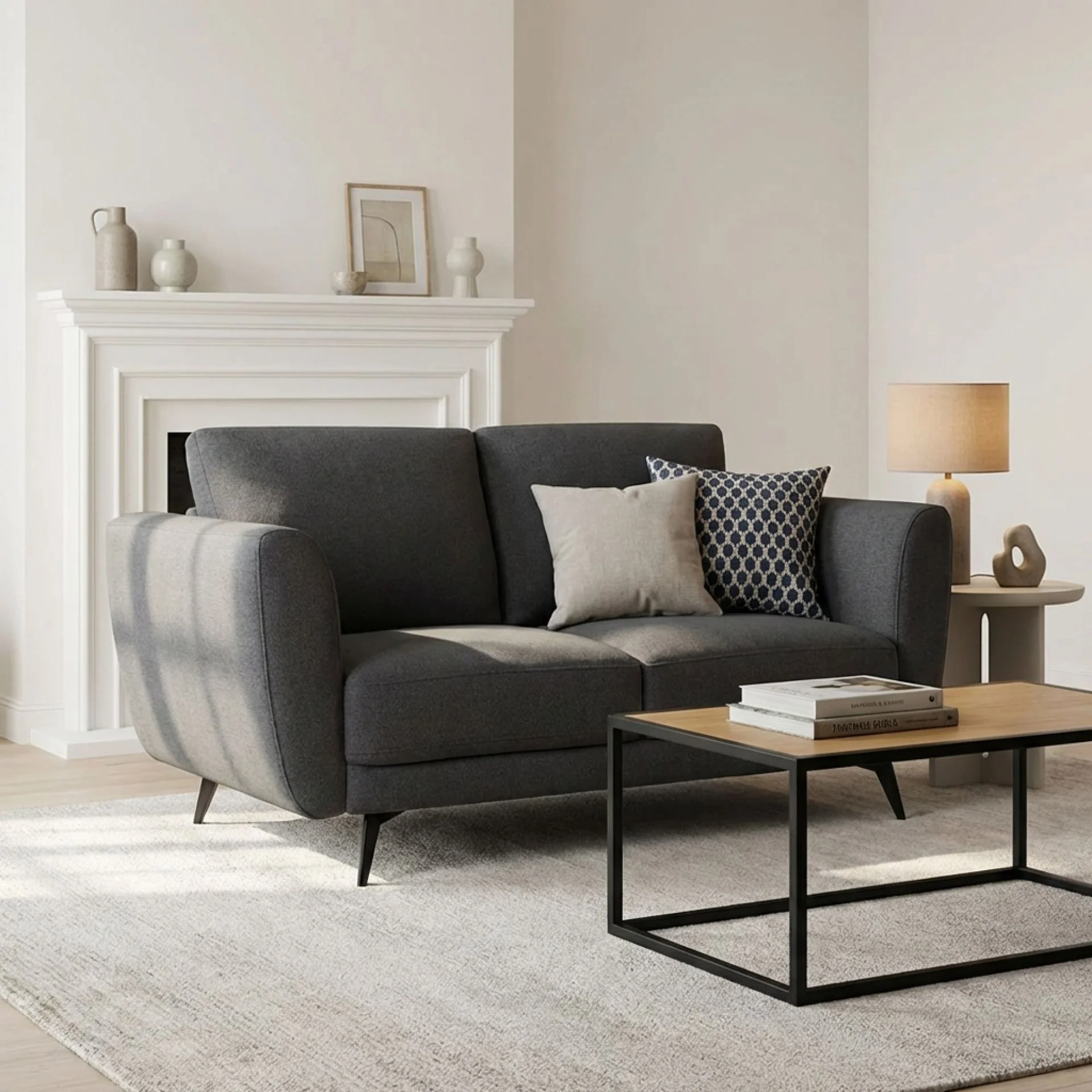 Rivel Chenille 2 Seater Sofa - Dark Grey