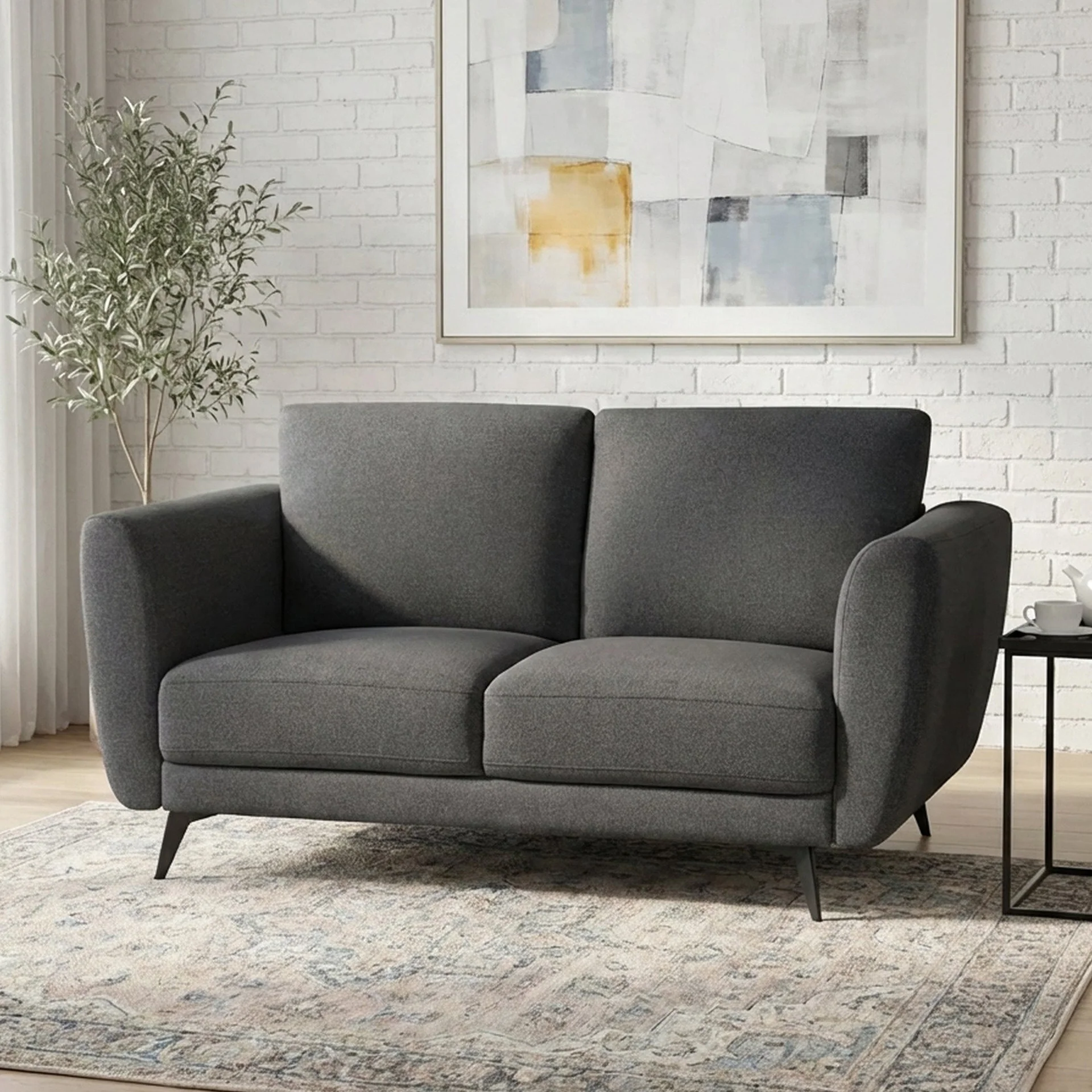 Rivel Chenille 2 Seater Sofa - Dark Grey - Image 4