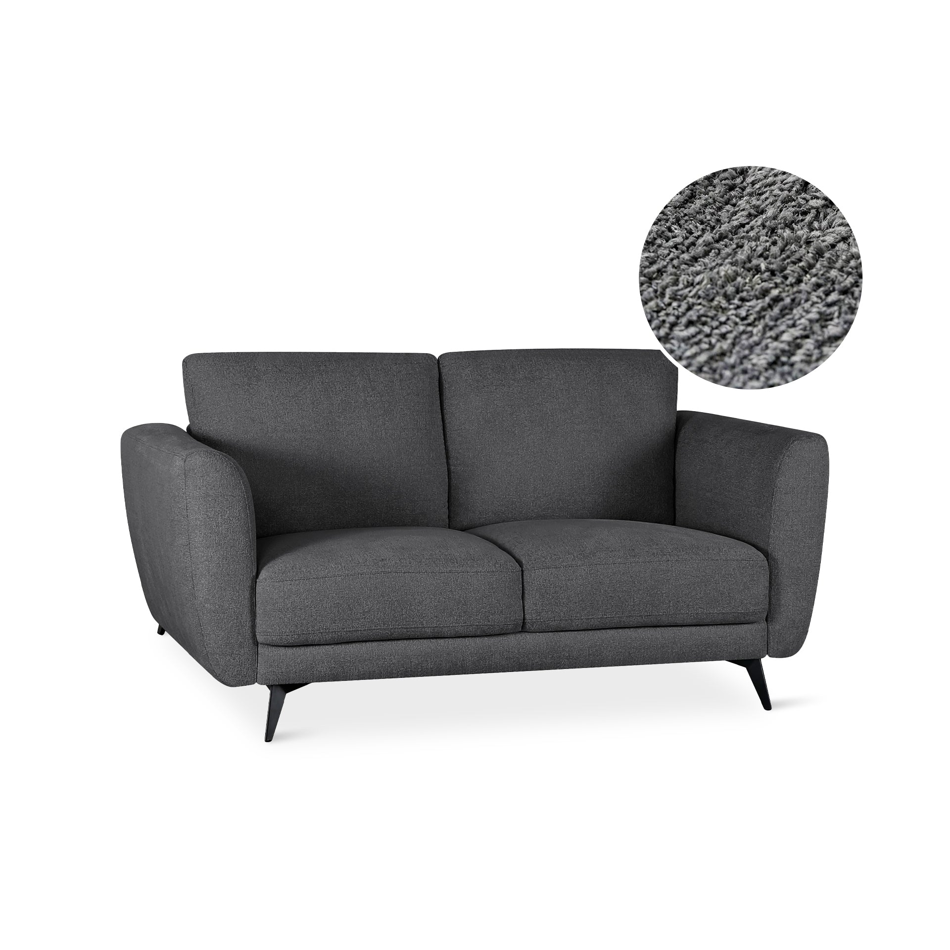 Rivel Chenille 2 Seater Sofa - Dark Grey - Image 7