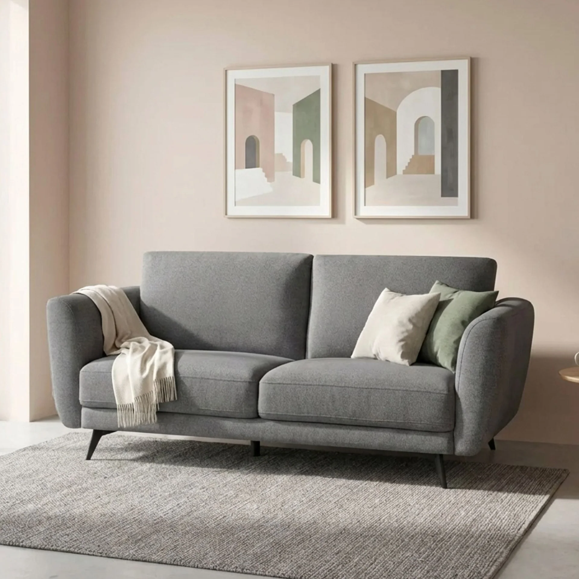 Rivel Chenille 3 Seater Sofa - Ash Grey - Image 3