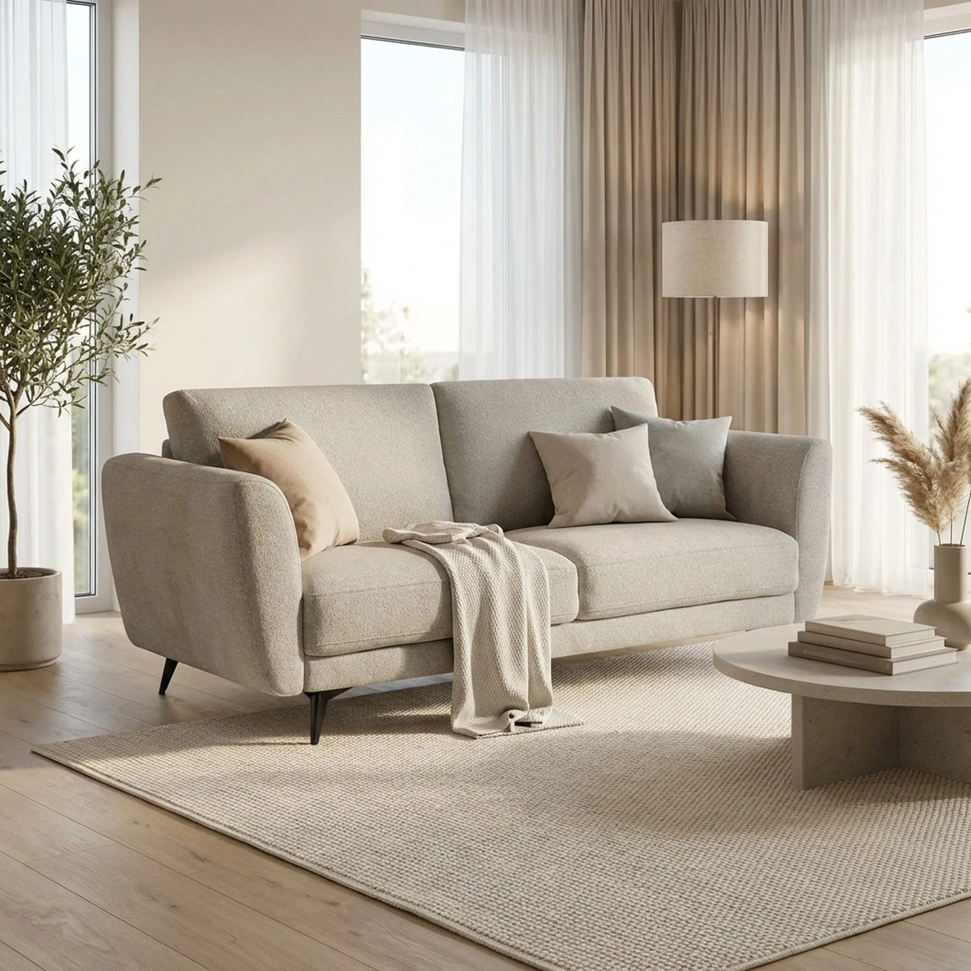 Rivel Chenille 3 Seater Sofa - Beige