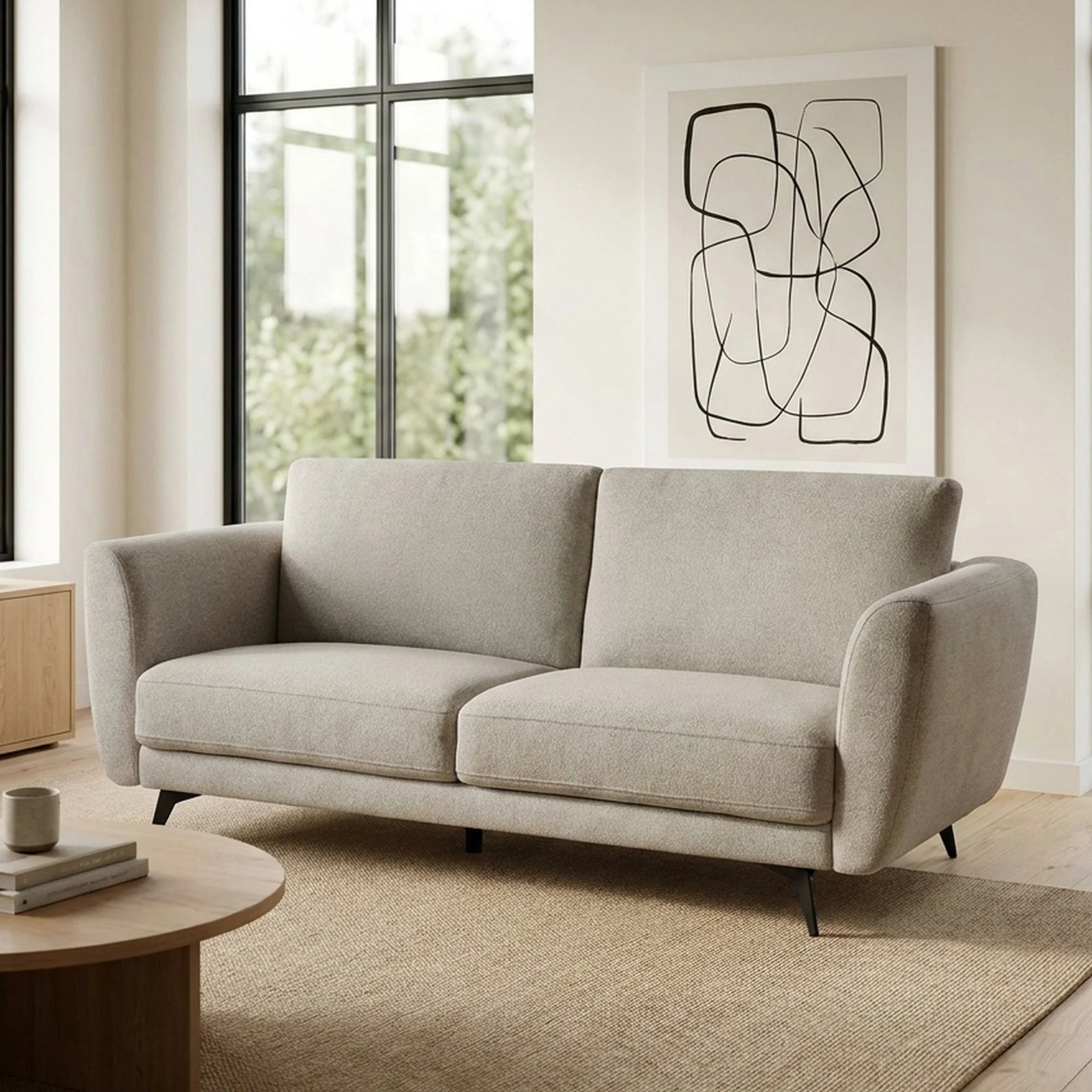 Rivel Chenille 3 Seater Sofa - Beige - Image 3