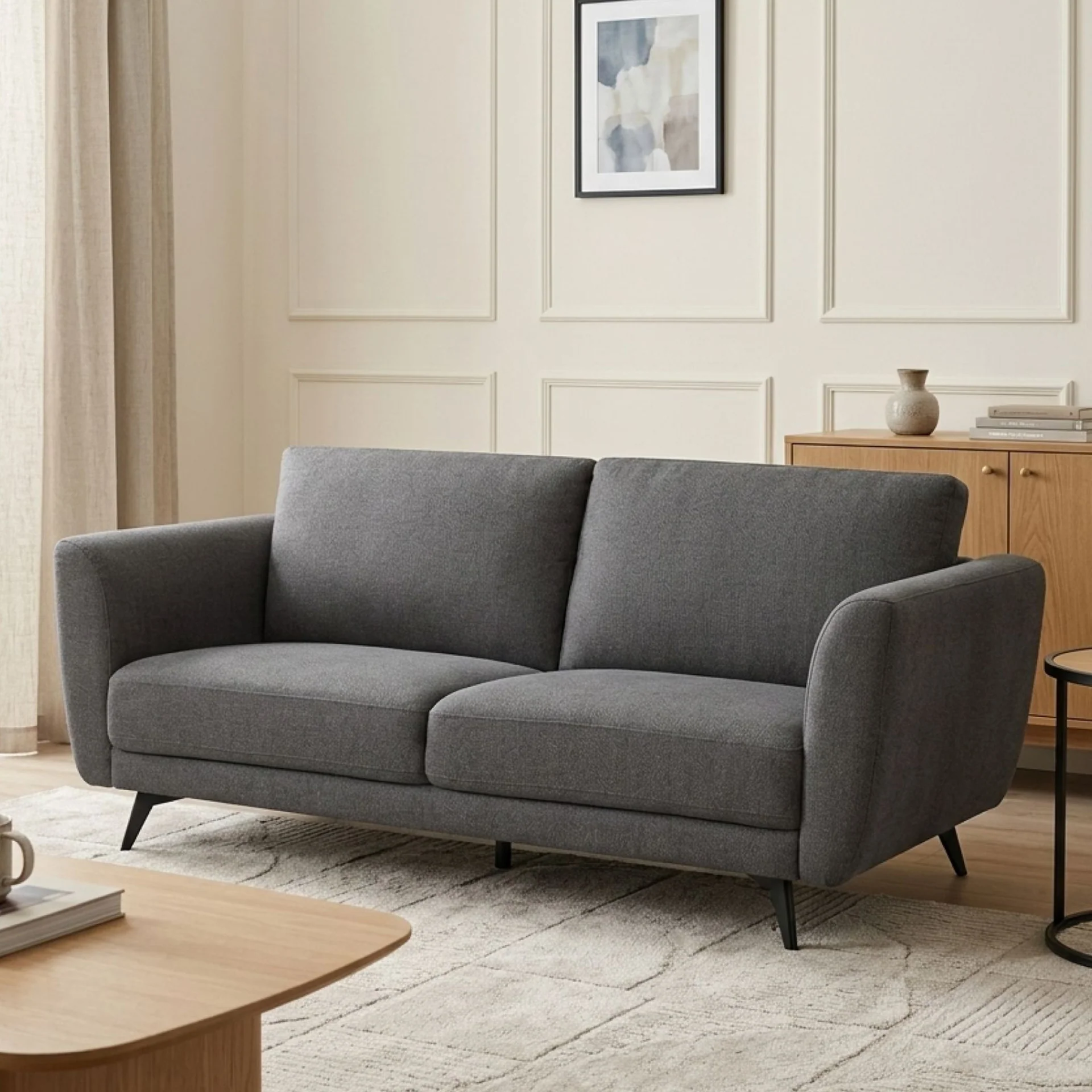 Rivel Chenille 3 Seater Sofa - Dark Grey