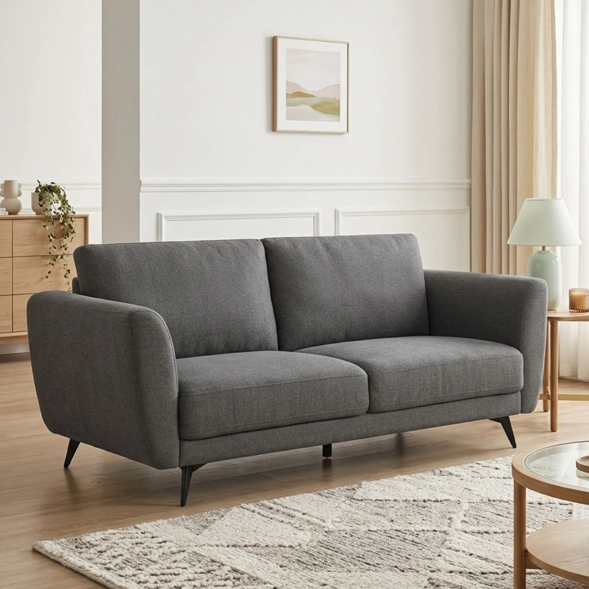Rivel Chenille 3 Seater Sofa - Dark Grey - Image 3