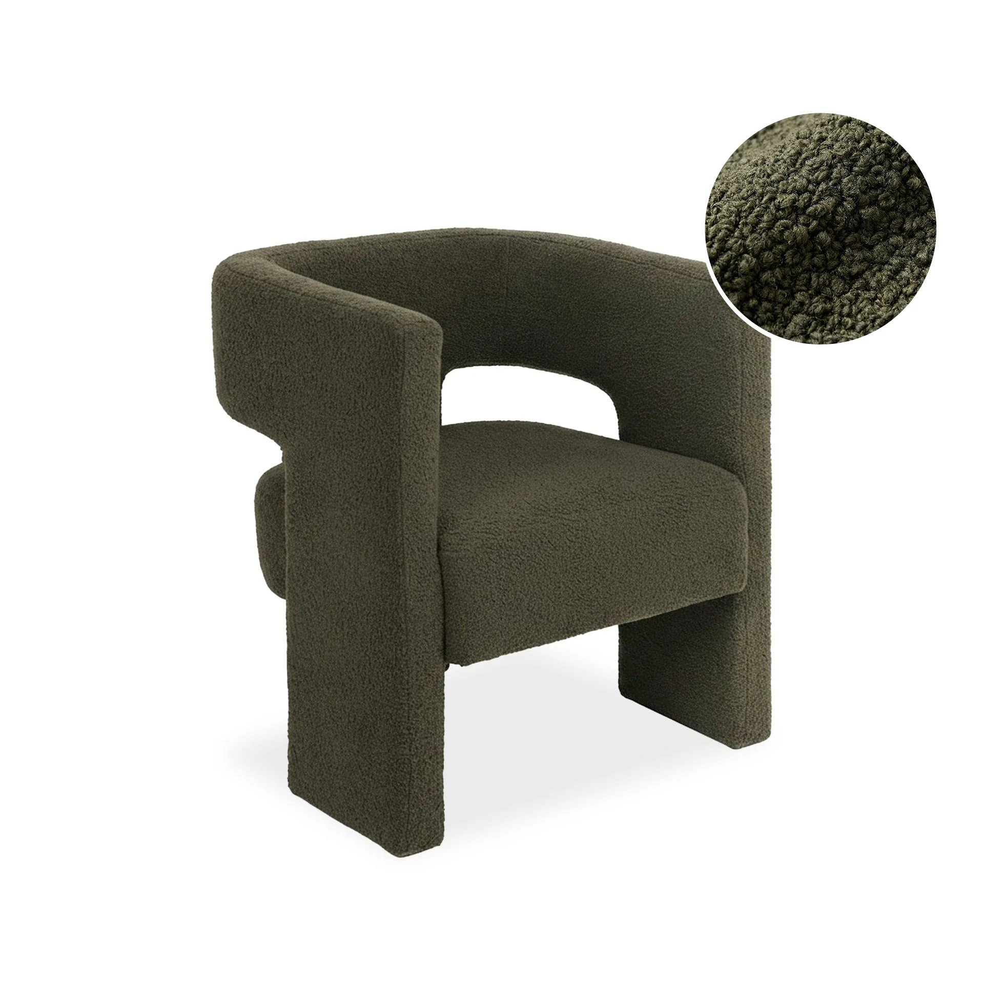Rivo Boucle Armchair - Dark Green - Image 5