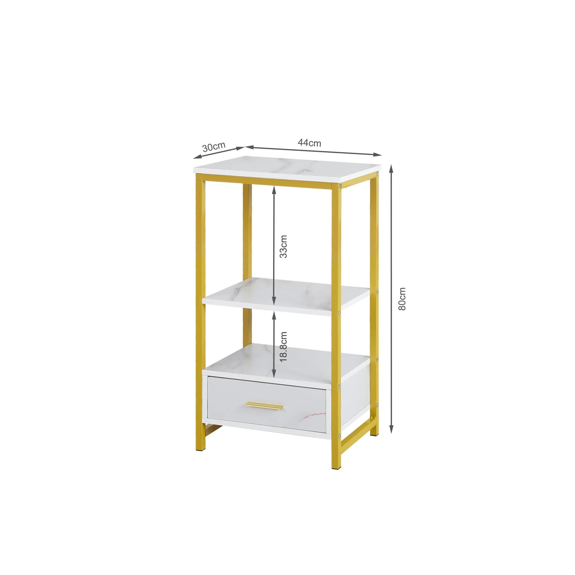 Ross Storage Shelf With Drawer - White + Gold - Image 5