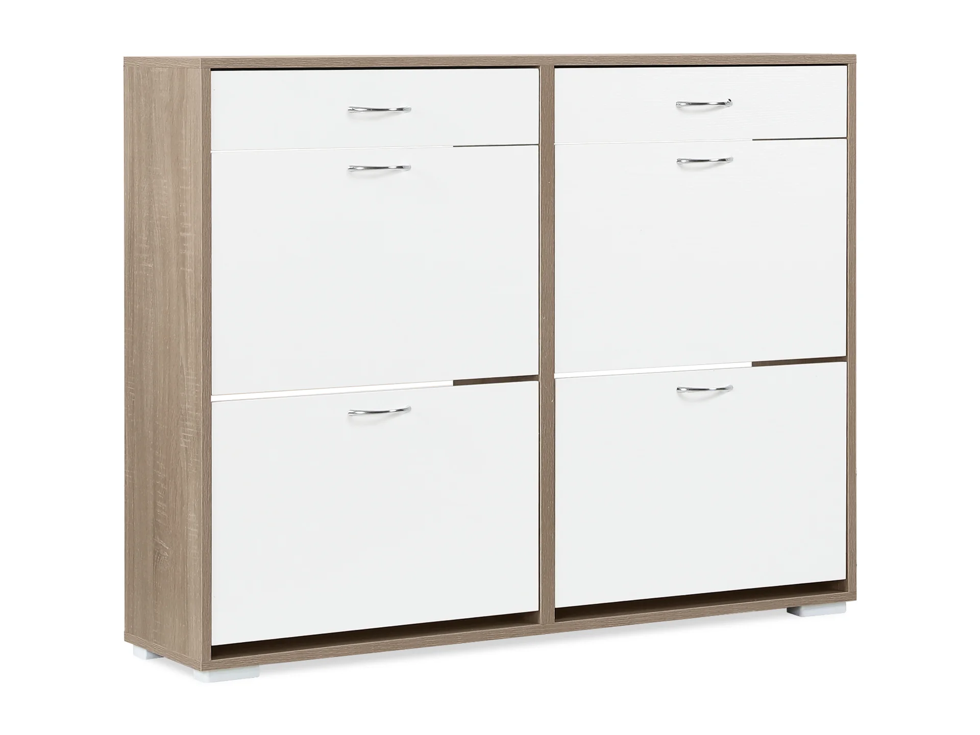 Rotoroa 6 Drawer Shoe Cabinet Storage - Oak + White - Image 2
