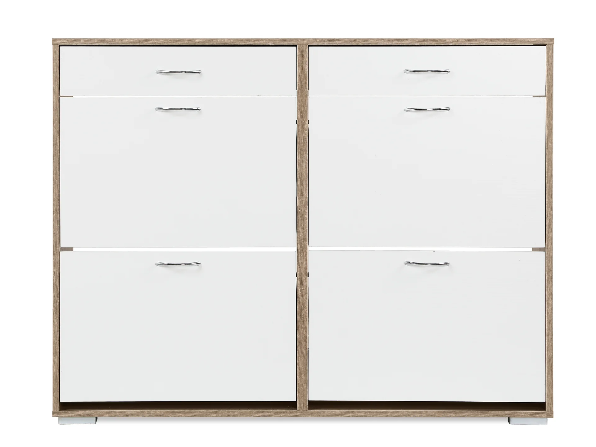 Rotoroa 6 Drawer Shoe Cabinet Storage - Oak + White - Image 3