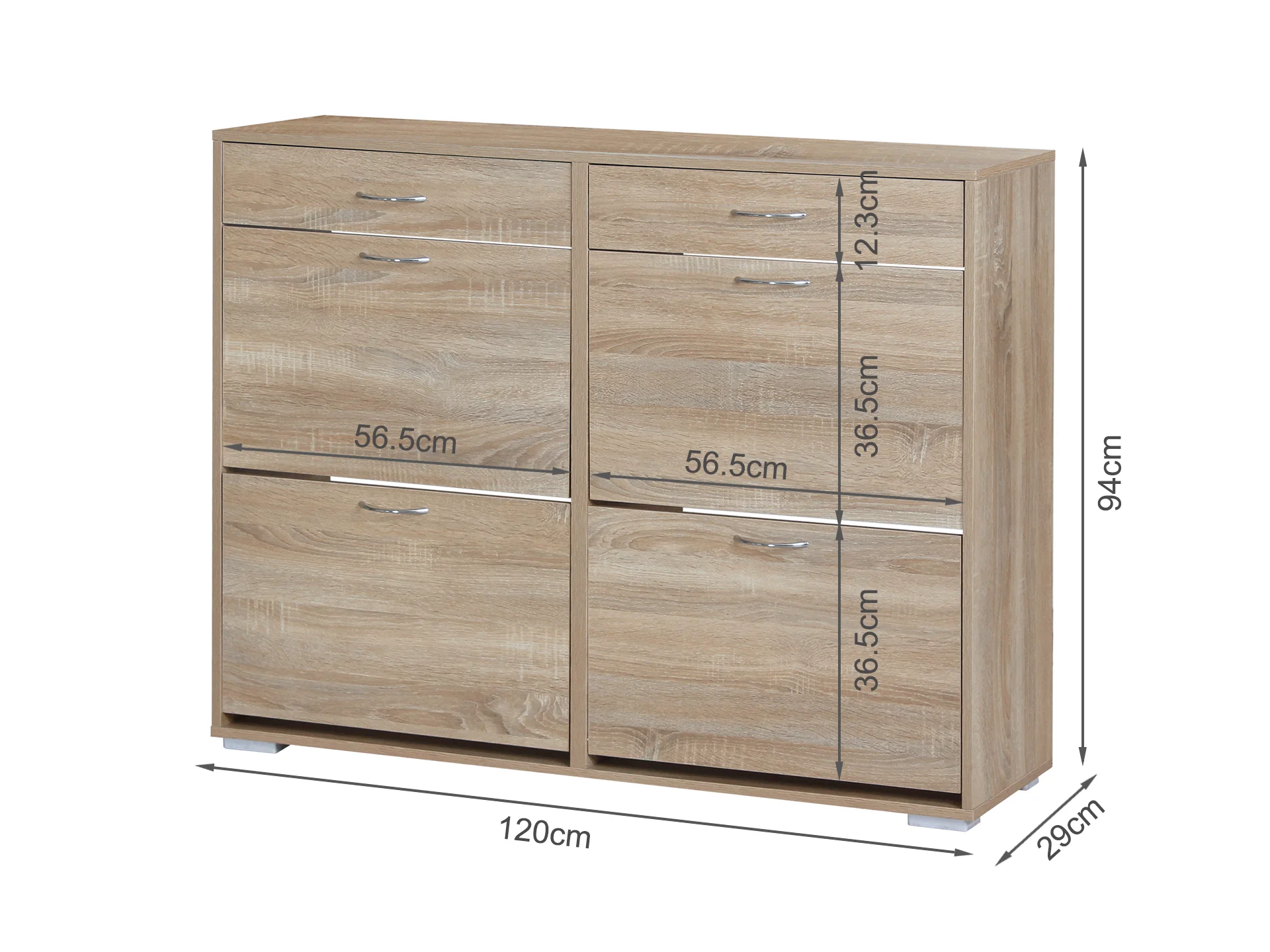 Rotoroa 6 Drawer Shoe Cabinet Storage Rack - Oak - Image 11