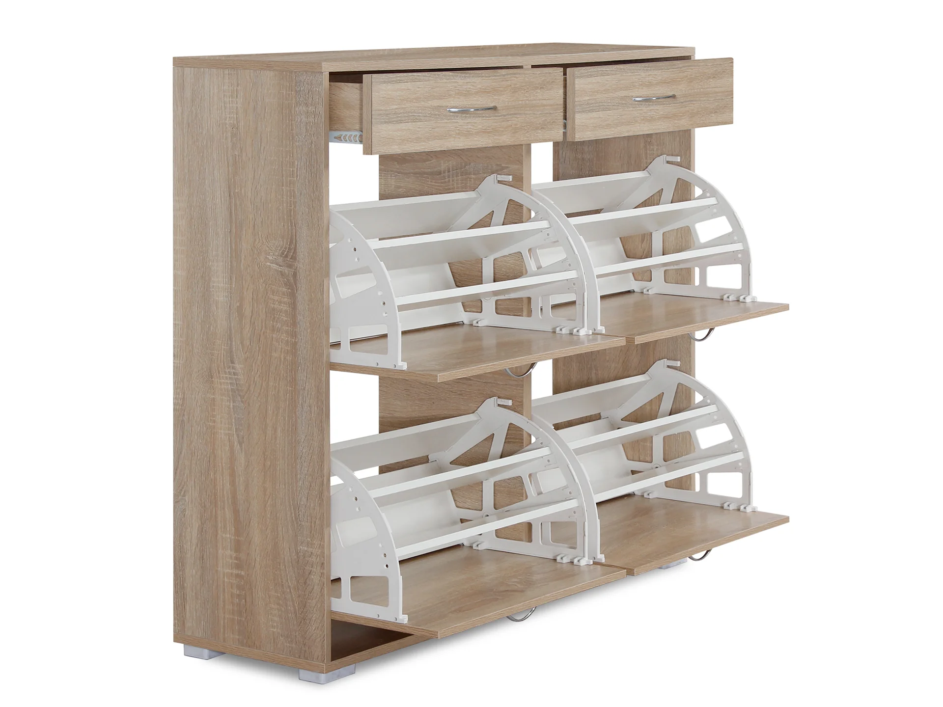 Rotoroa 6 Drawer Shoe Cabinet Storage Rack - Oak - Image 6