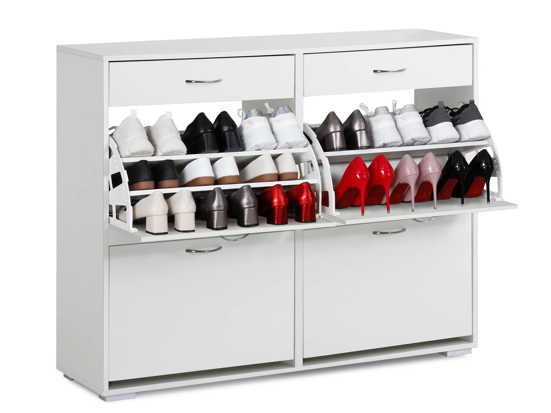 Rotoroa 6 Drawer Shoe Cabinet Storage Rack - White - Image 2