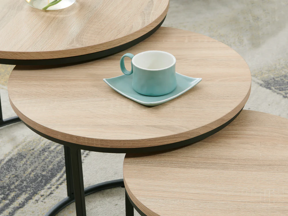 ROUX Nesting Coffee Table End Table 3PCS - OAK - Image 3