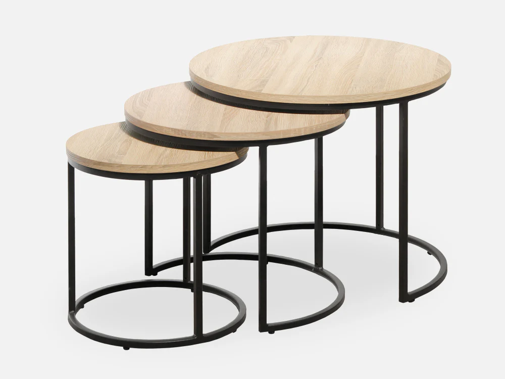 ROUX Nesting Coffee Table End Table 3PCS - OAK - Image 4