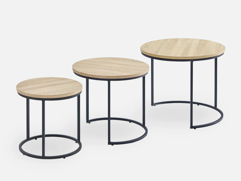 ROUX Nesting Coffee Table End Table 3PCS - OAK - Image 5