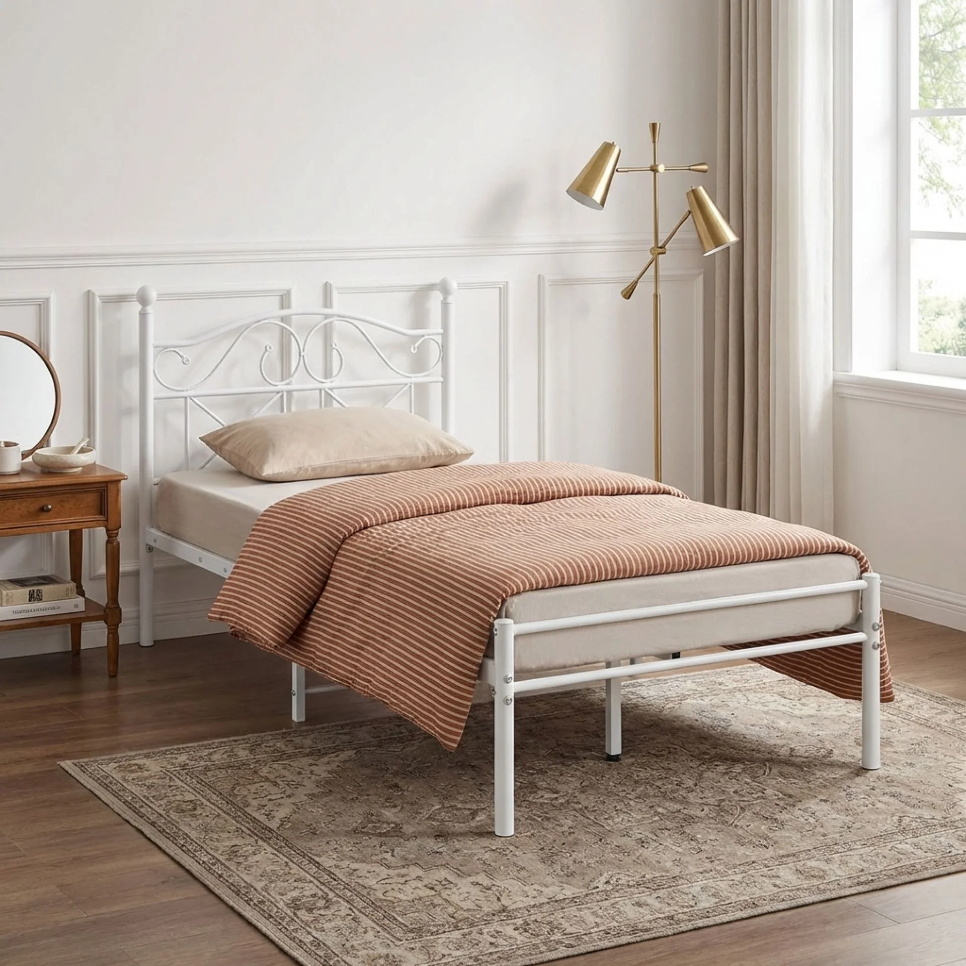 Ruby Single Metal Bed Frame - White
