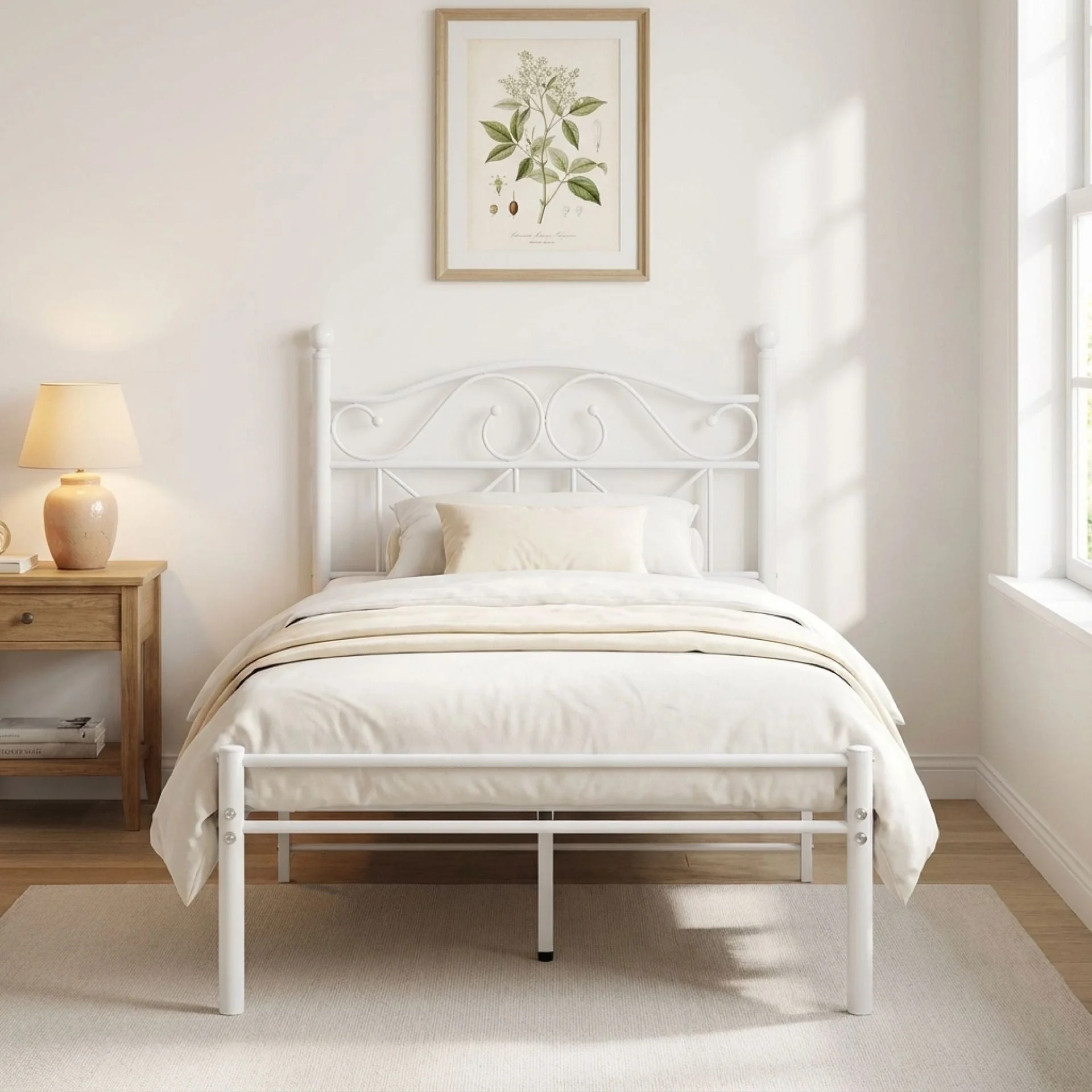 Ruby Single Metal Bed Frame - White - Image 10