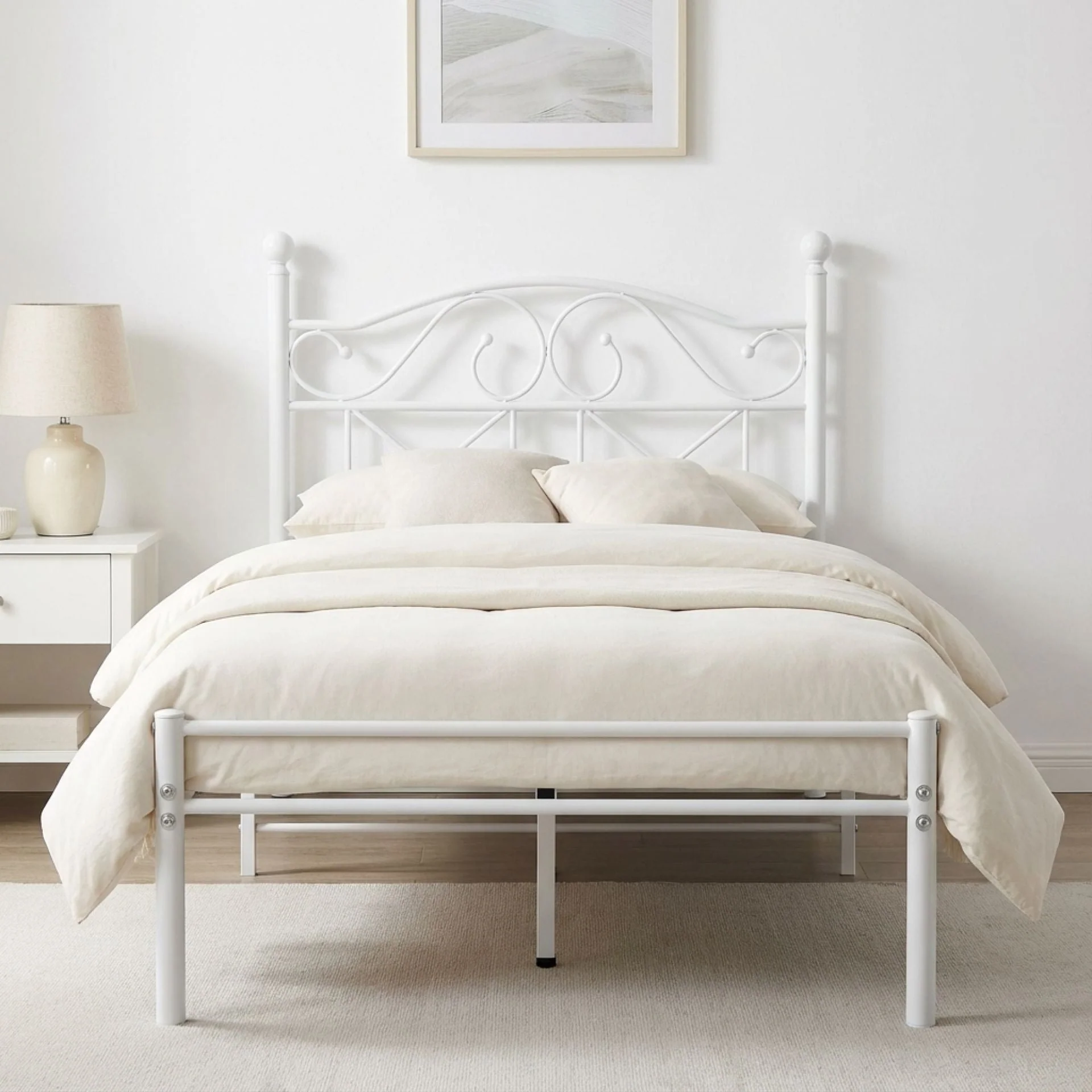 Ruby Single Metal Bed Frame - White - Image 11