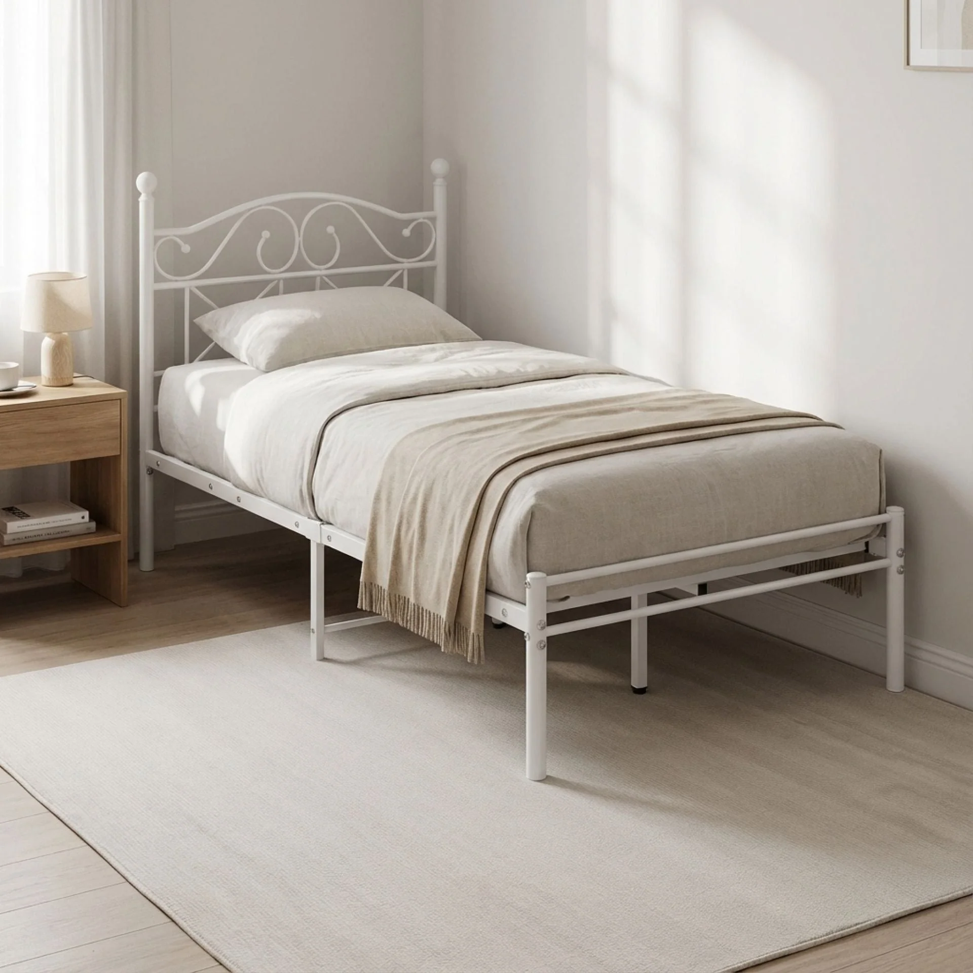Ruby Single Metal Bed Frame - White - Image 12