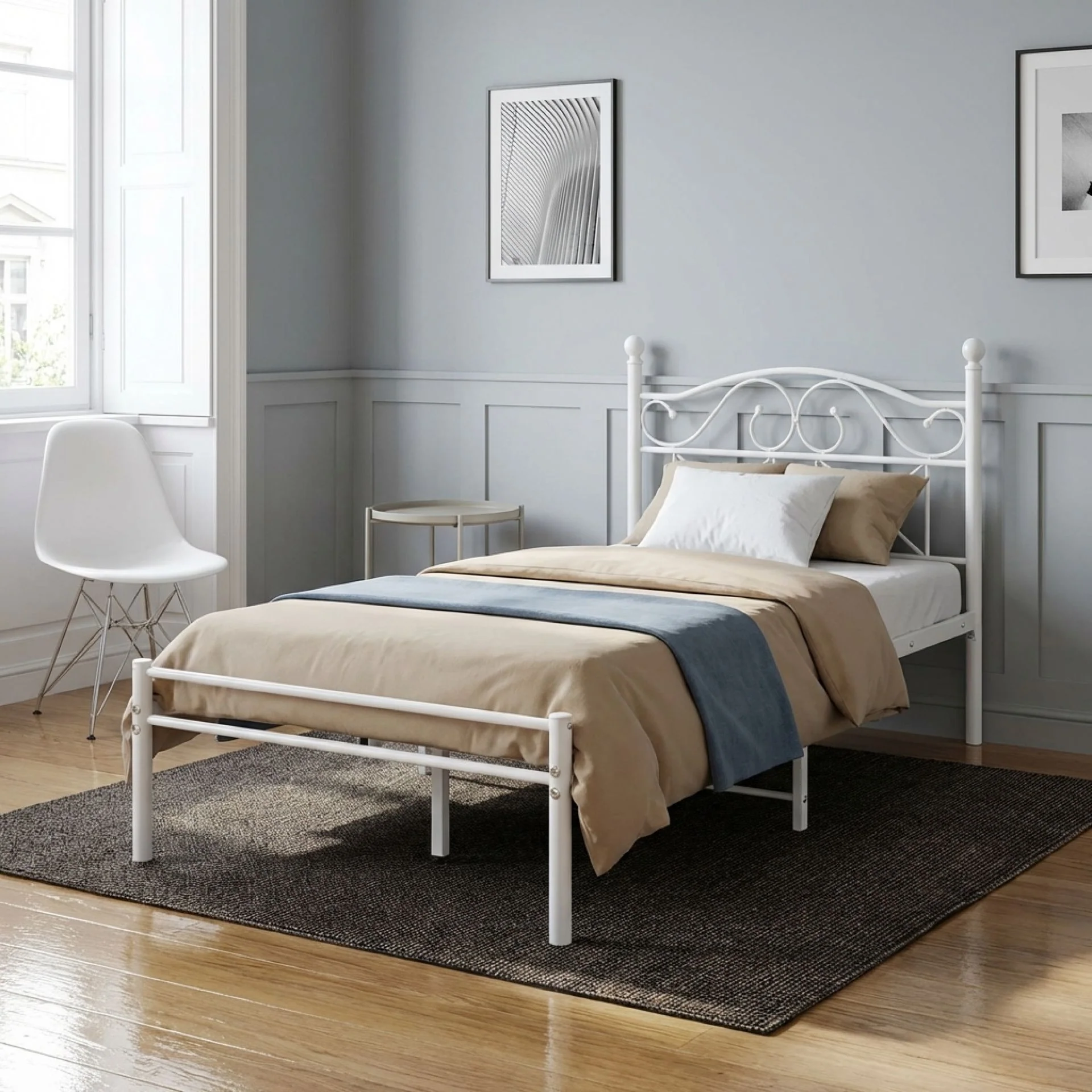 Ruby Single Metal Bed Frame - White - Image 2