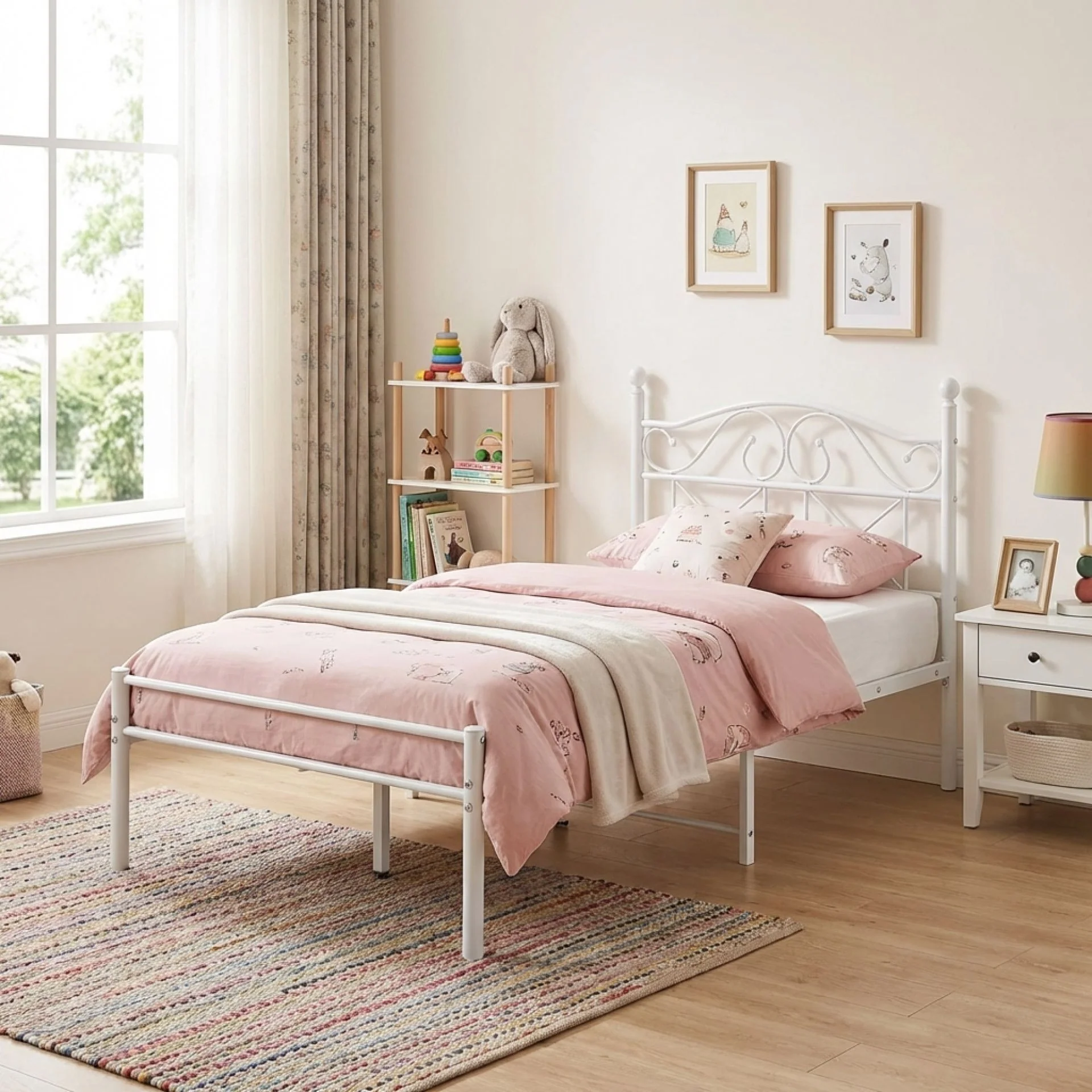 Ruby Single Metal Bed Frame - White - Image 4