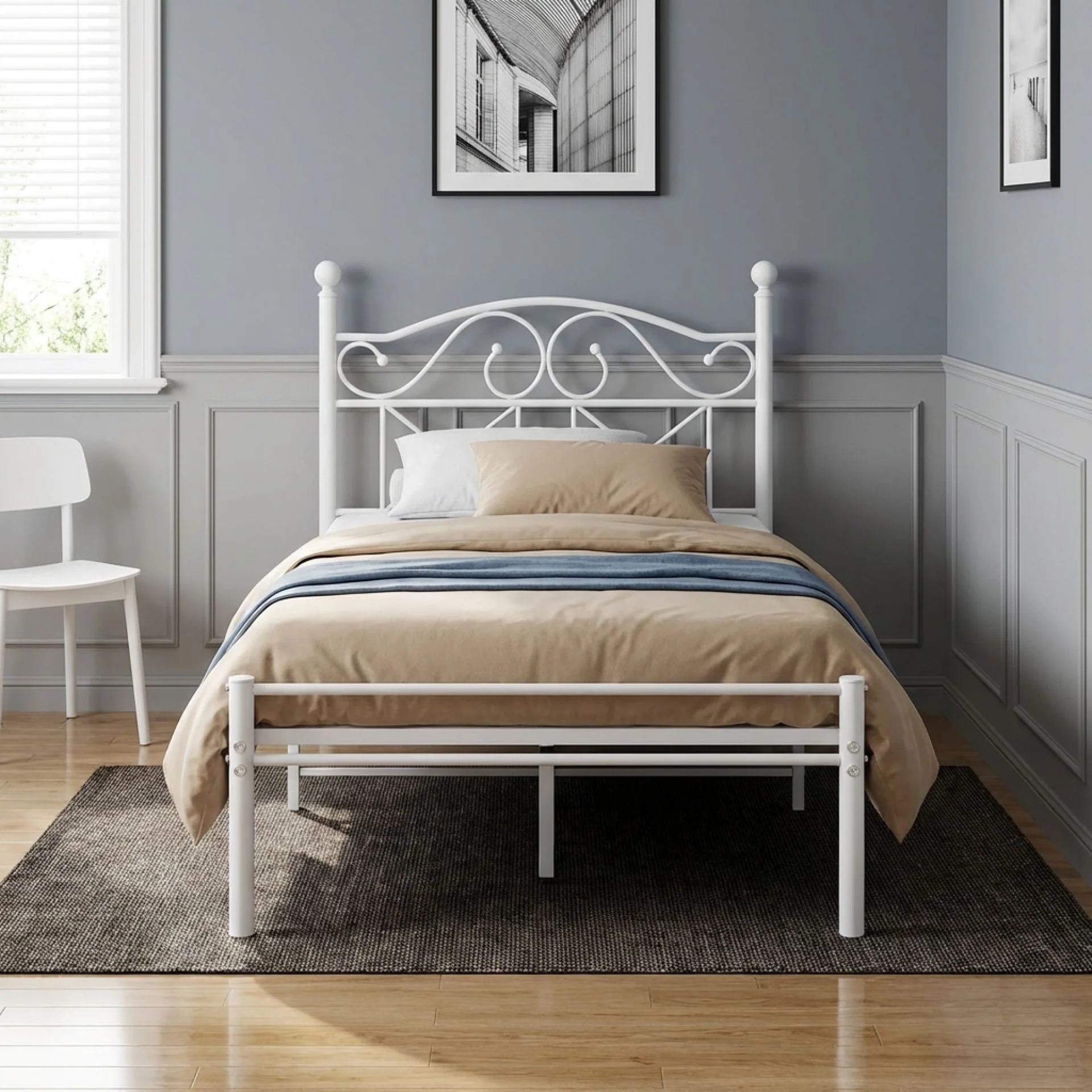 Ruby Single Metal Bed Frame - White - Image 5